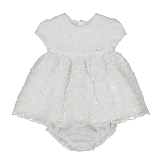 Girl's White Embroidered Tulle Dress Girl's White Embroidered Tulle Dress