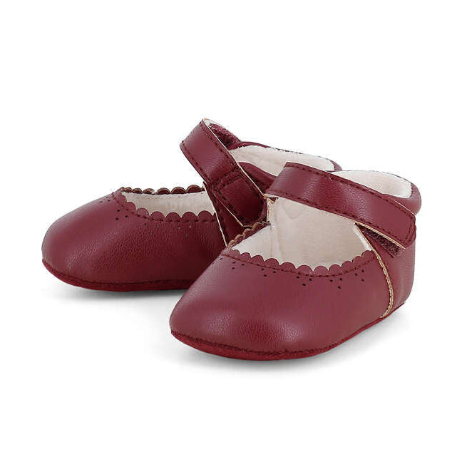 Deep Red Scallop Maryjane Crib Shoe
