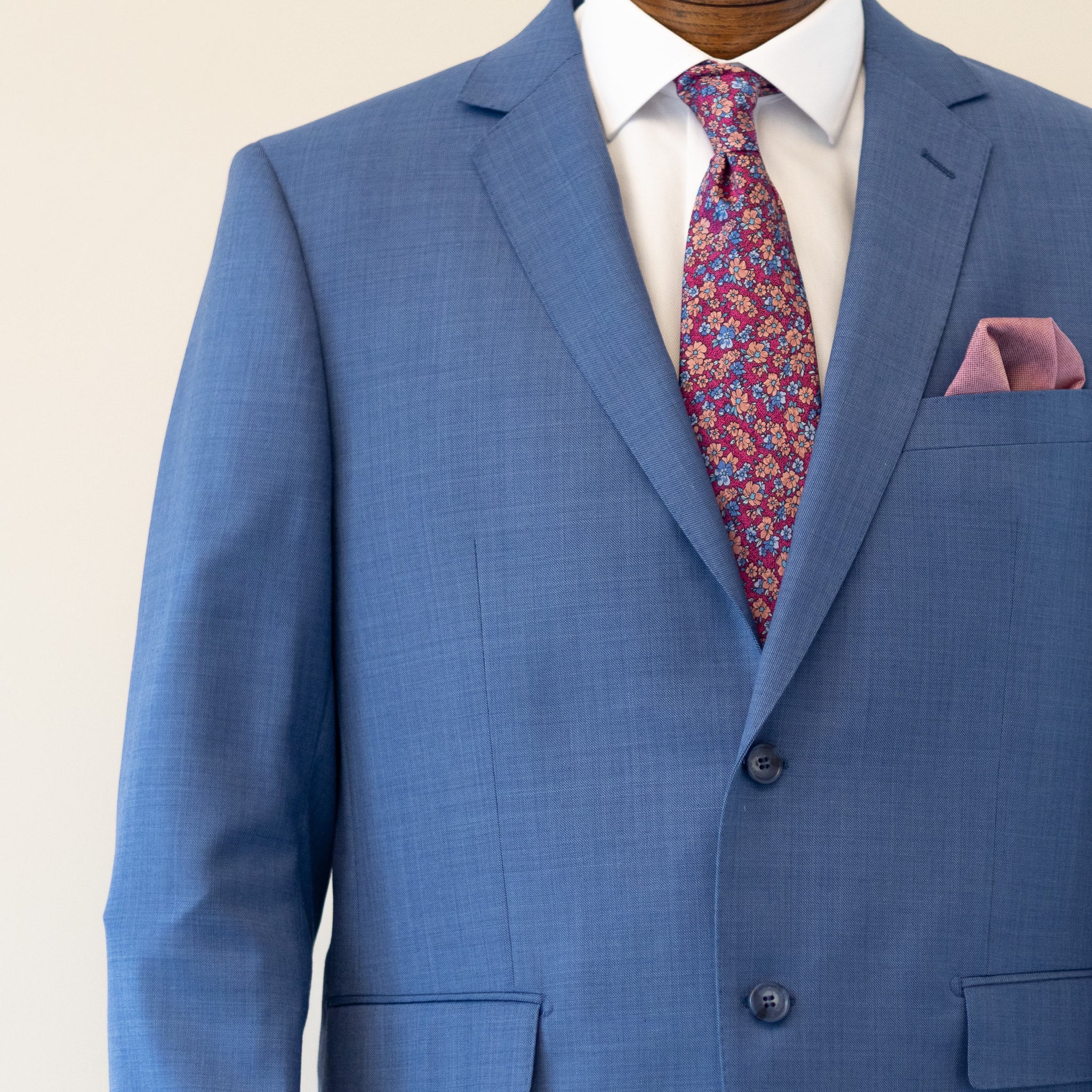 Men's Light Blue Solid Suit MA