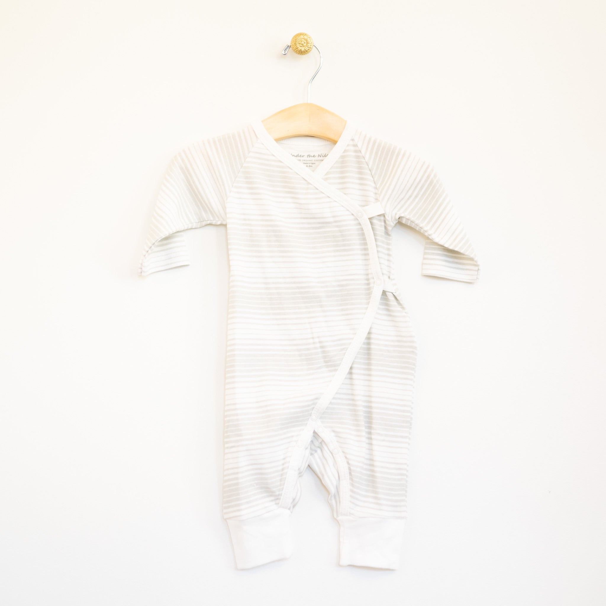 Organic Grey Stripe Wrap Romper