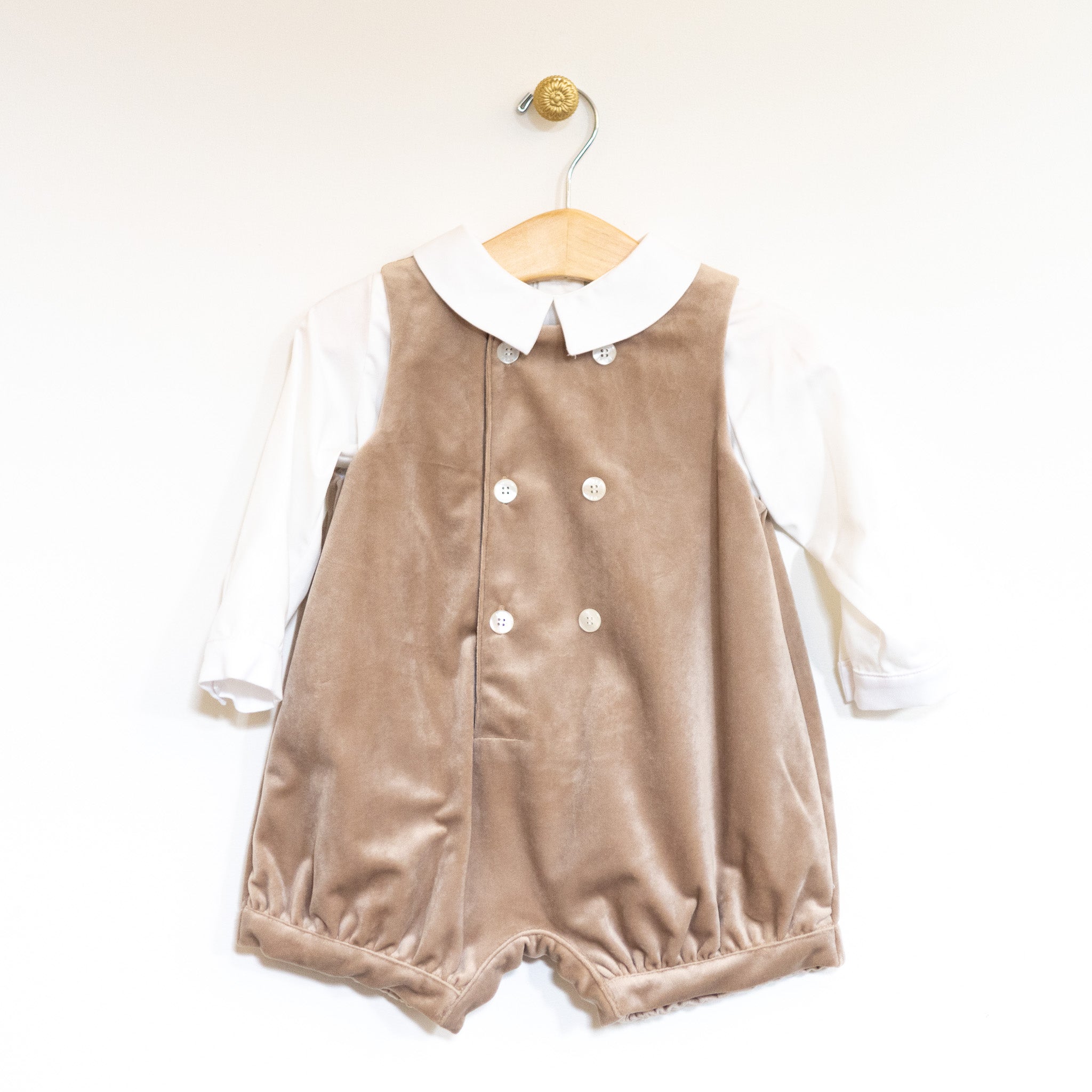 Beige Velvet Jon Jon Set