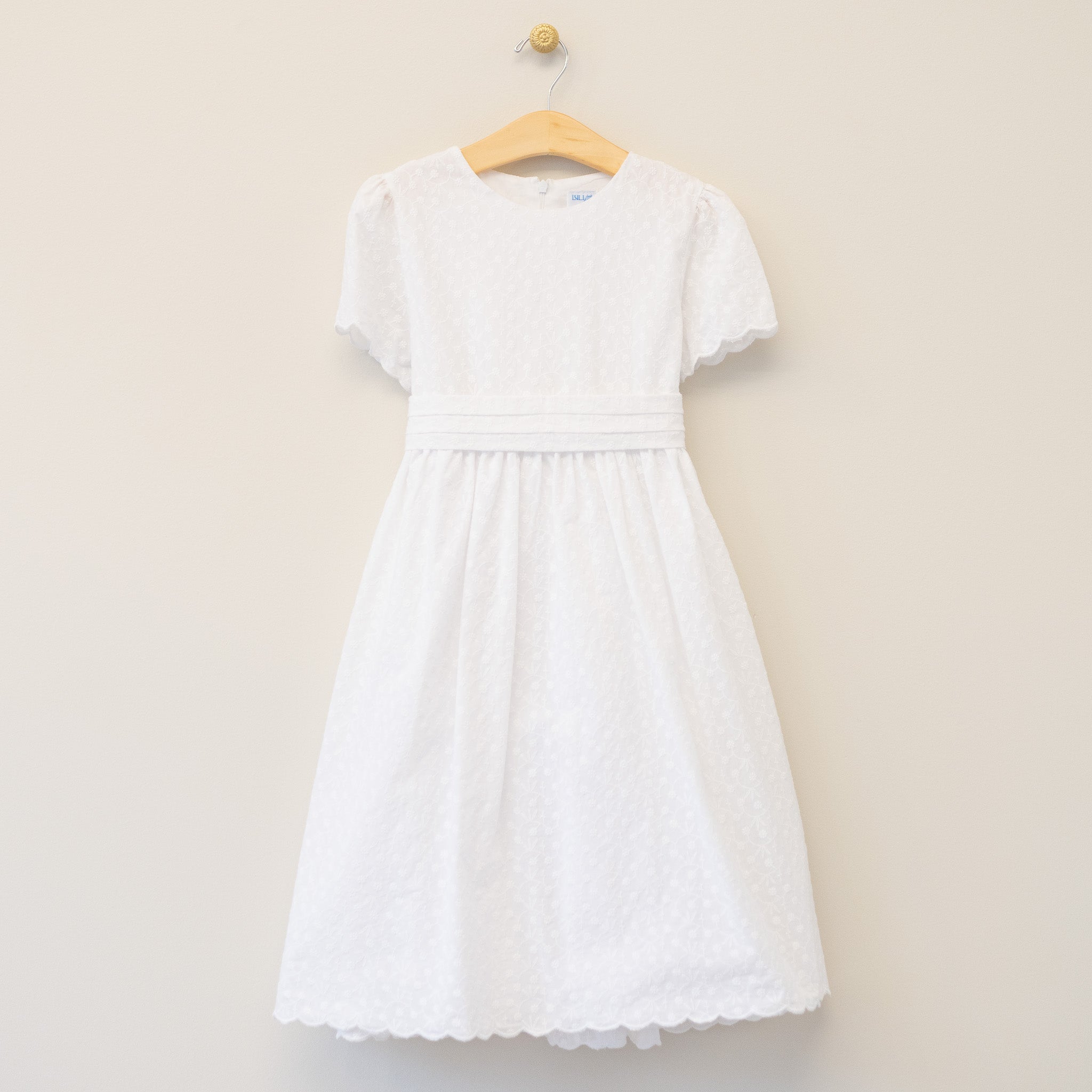 White Embroidered Scallop Dress