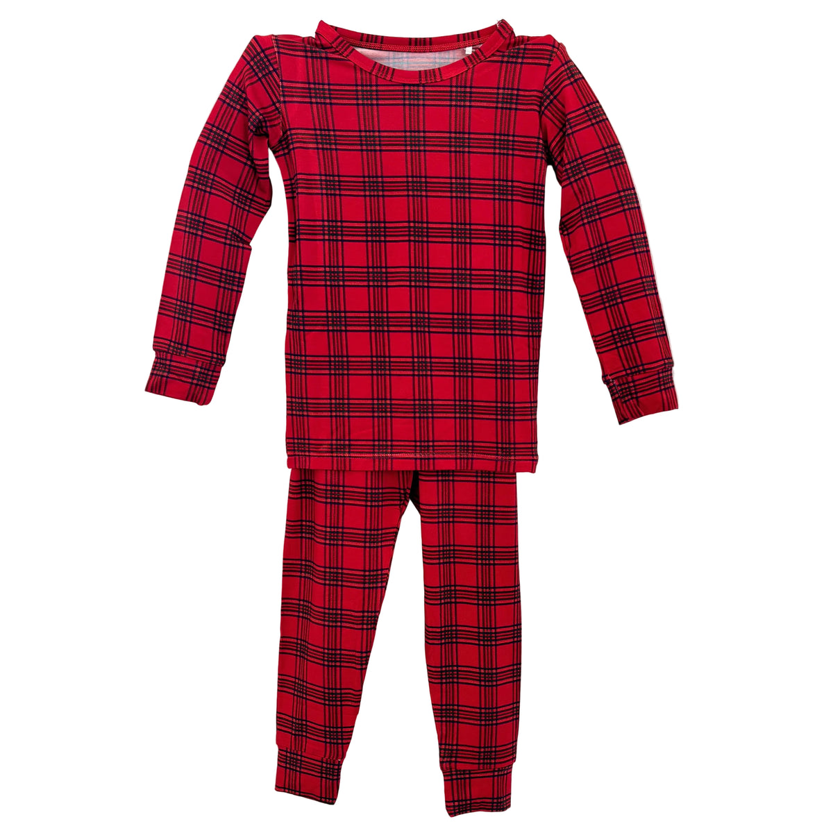 Red Plaid Bamboo 2pc Long John