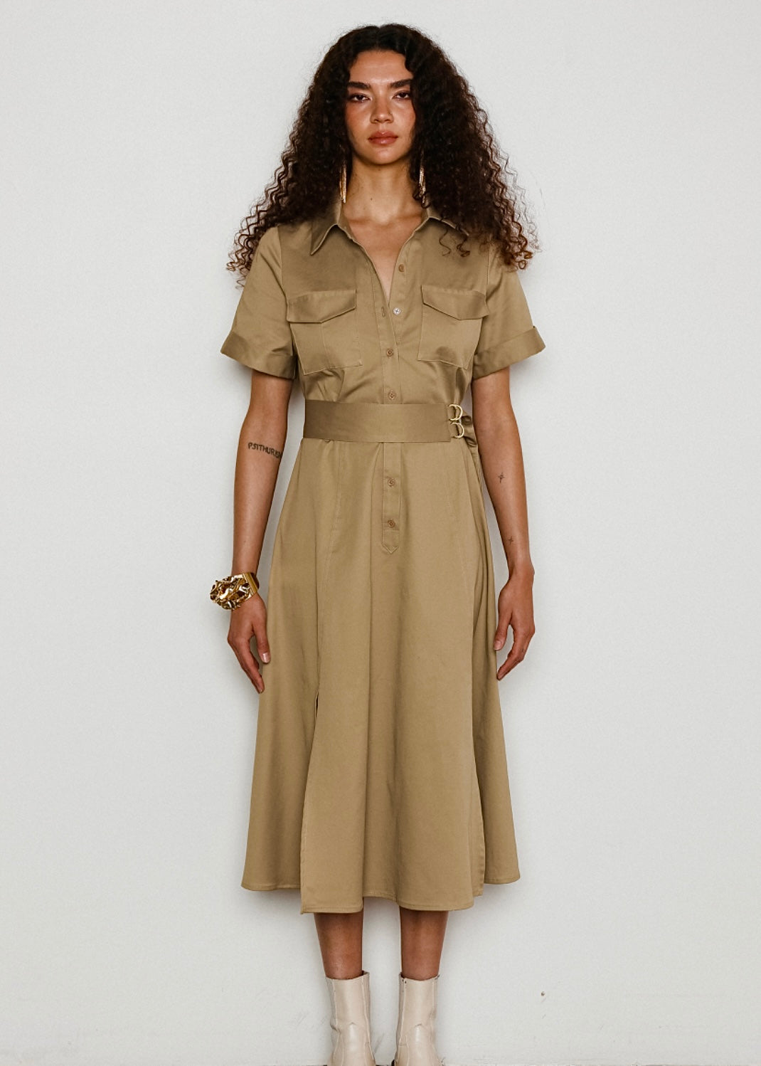 Khaki safari outlet dress