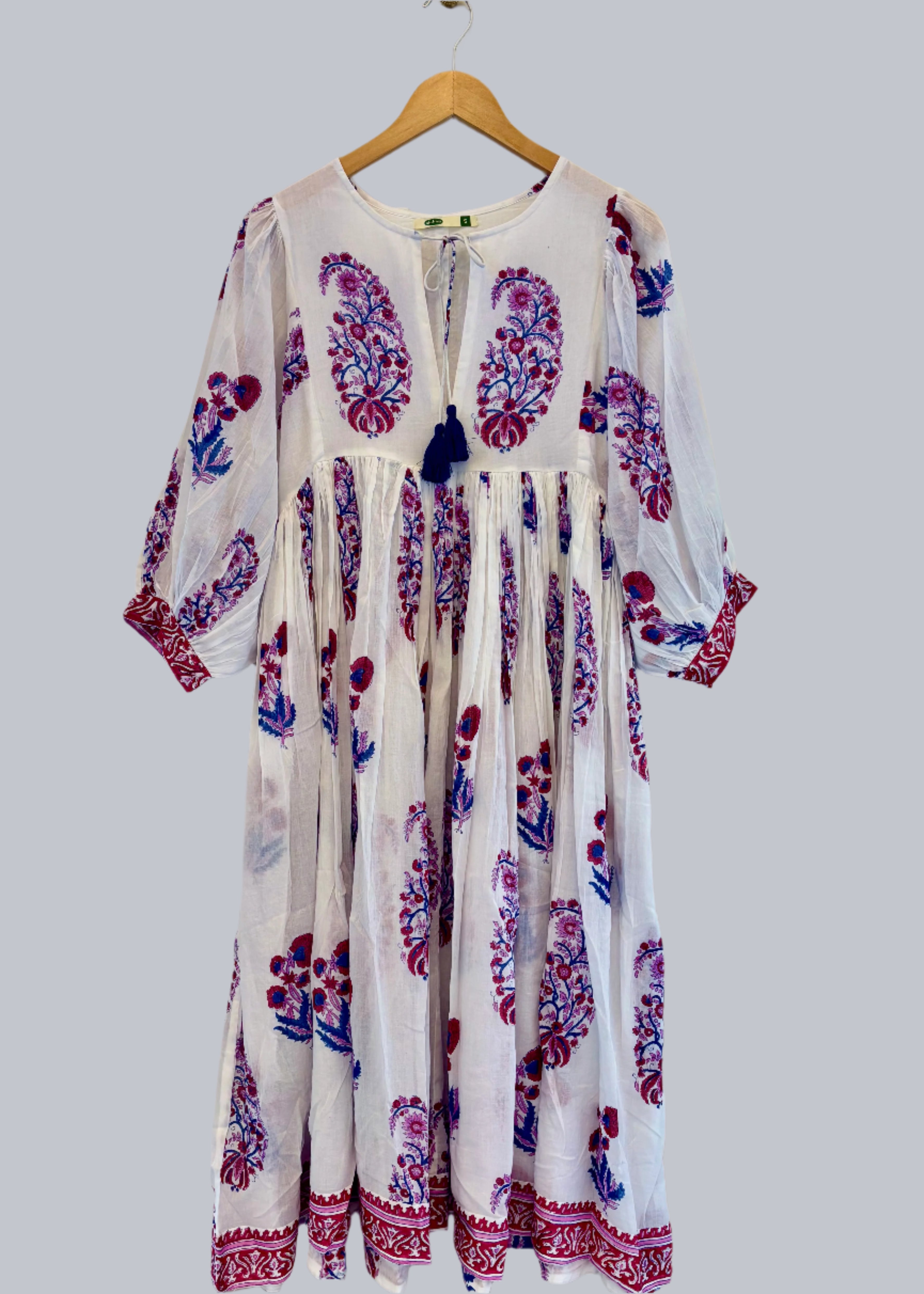Mylah White Magenta Block Print Dress