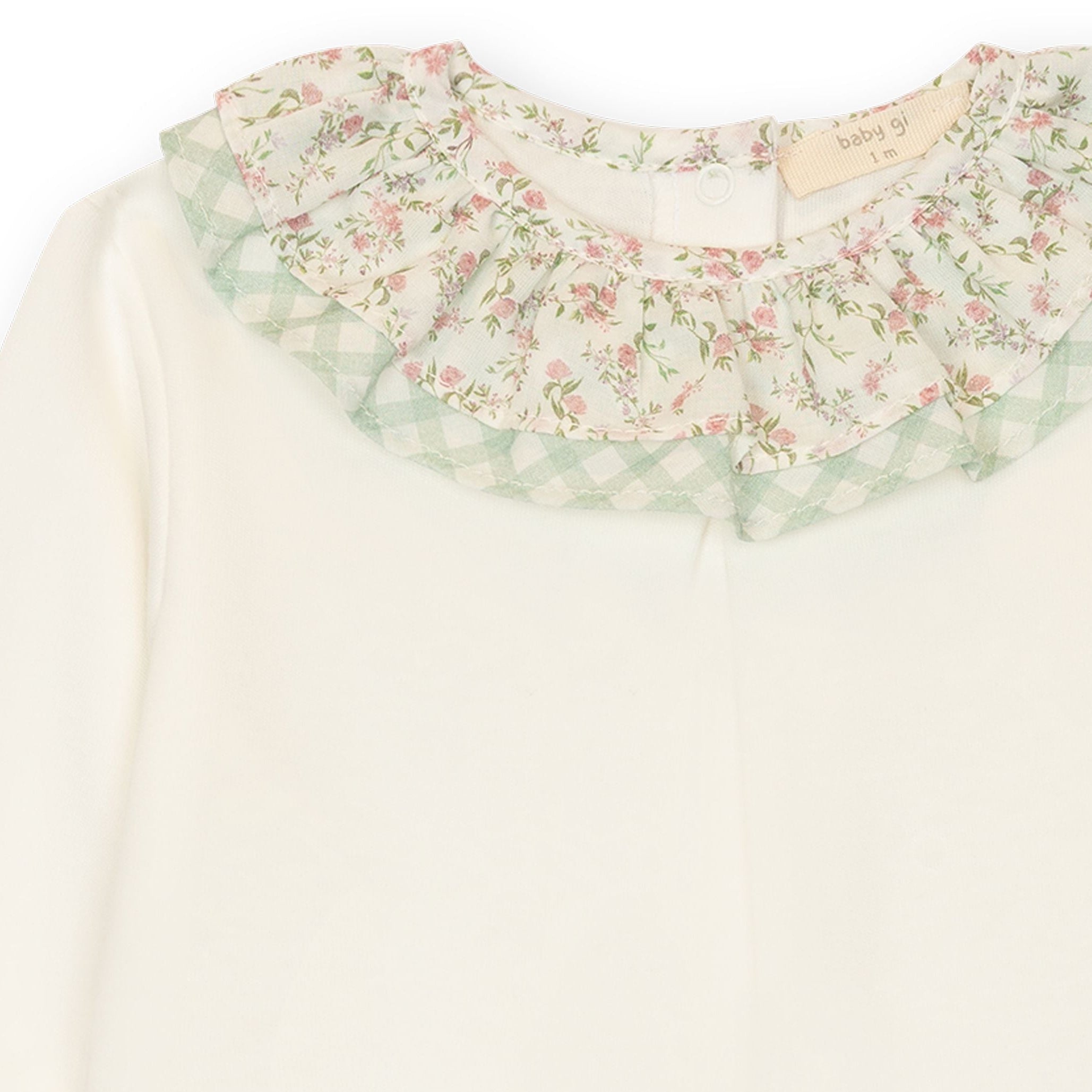 Ivory Footie with Dual Print Ruffle Collar