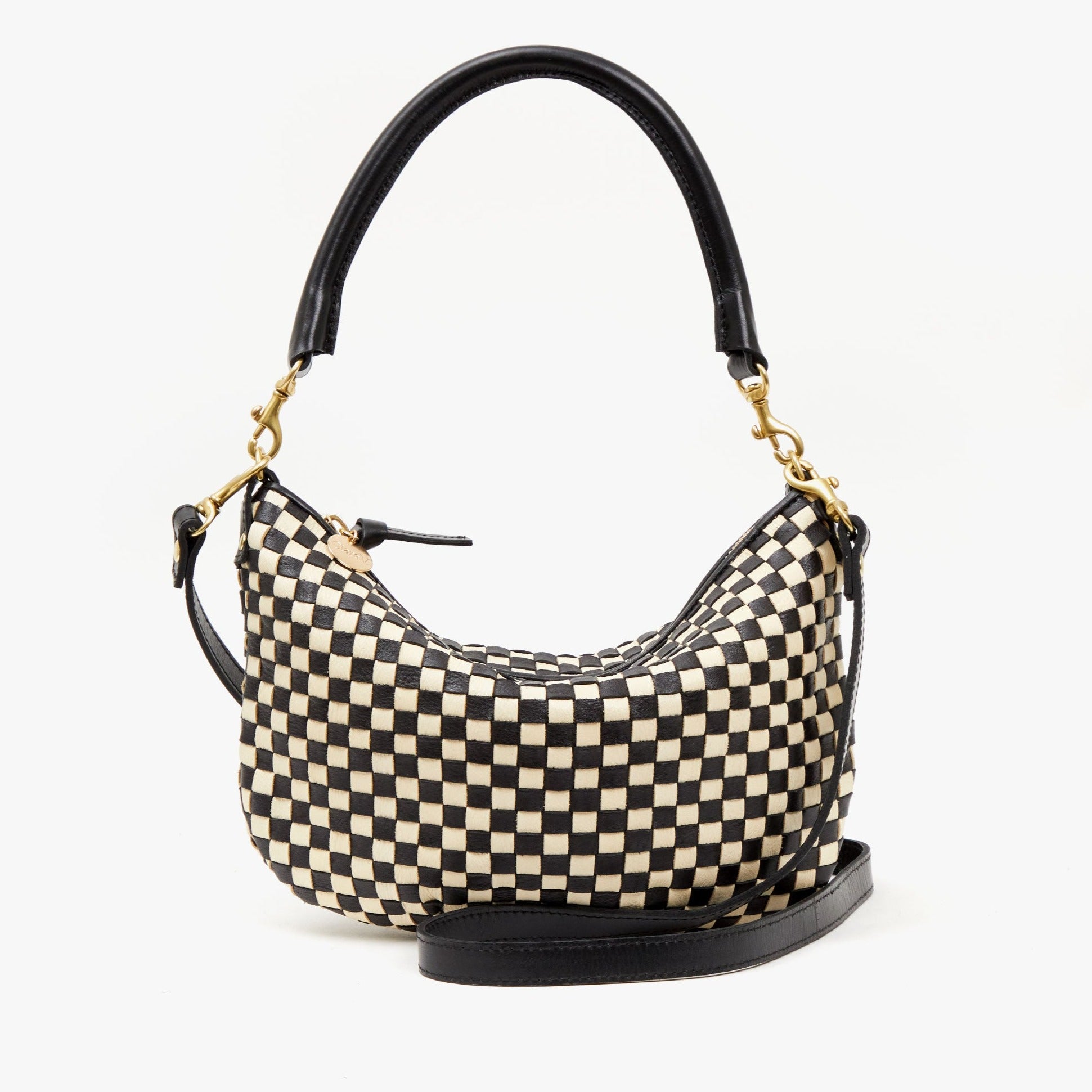 Clare V. Petit Moyen Messenger Black & Cream Bag