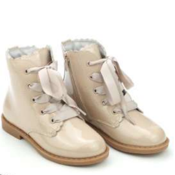 Josephine Patent Scallop Lace-up Boots