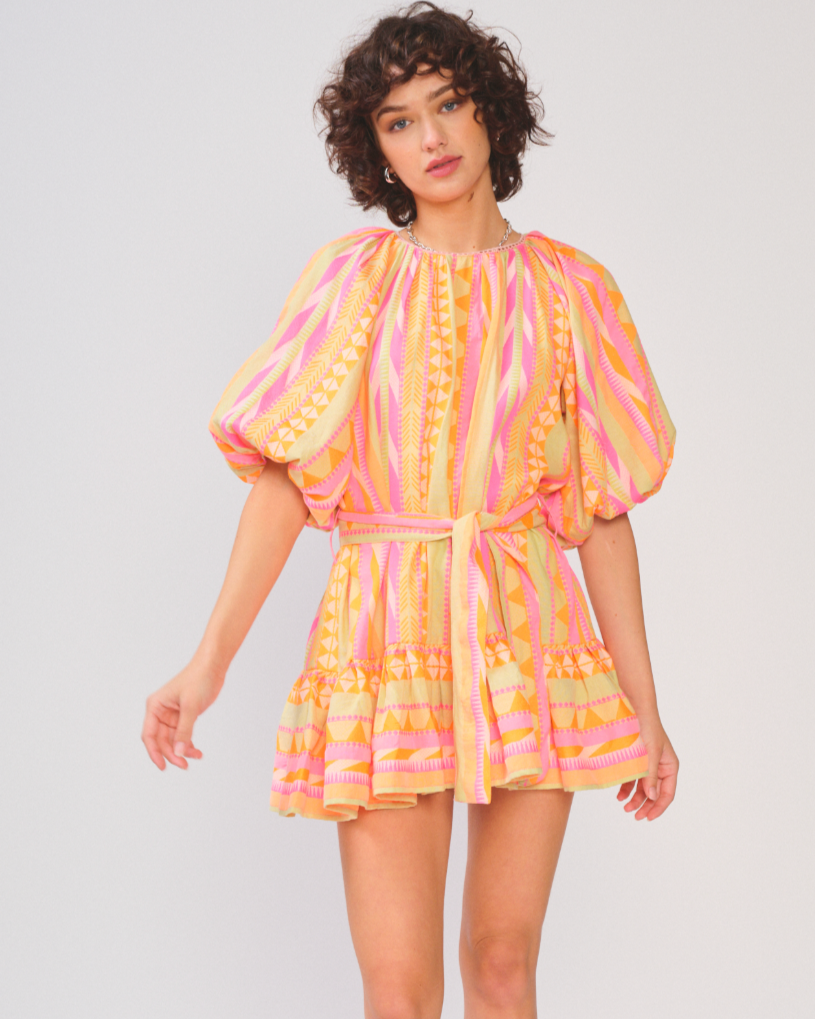 Thea Pink Yellow Aline Dress Thea Pink Yellow Aline Dress