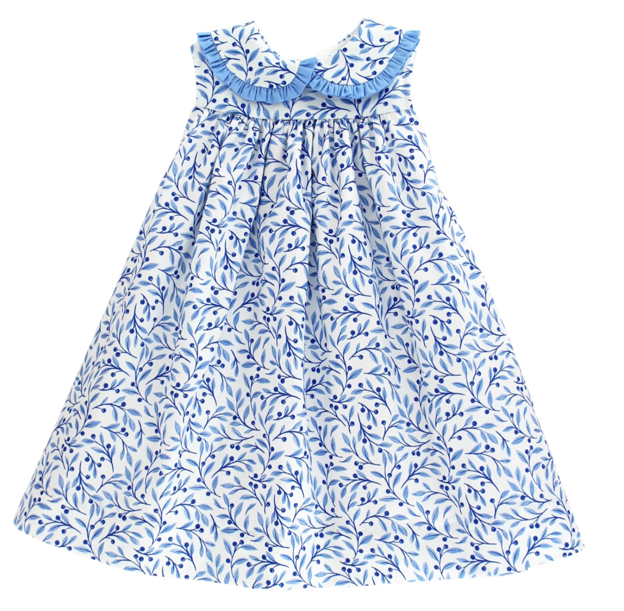 Blue Vine Leaf Print Dress