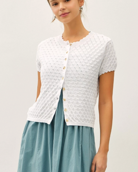 White Diamond Pointelle Cardigan