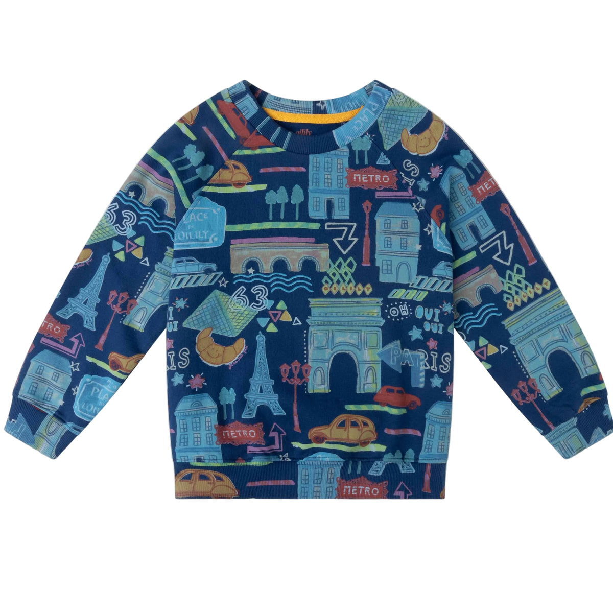 OIlily Blue Paris Print Crew Sweatshirt