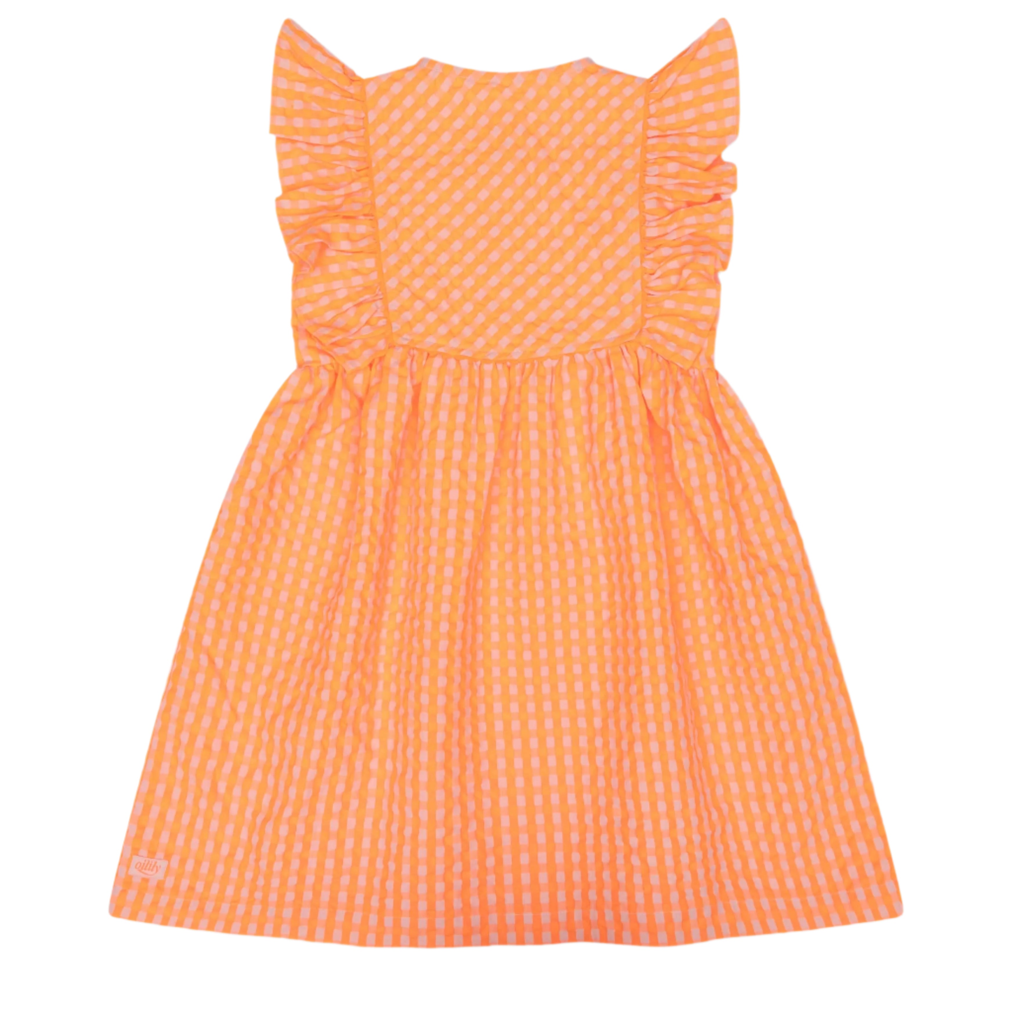 Oilily Dajour Orange Gingham Pinafore Dress
