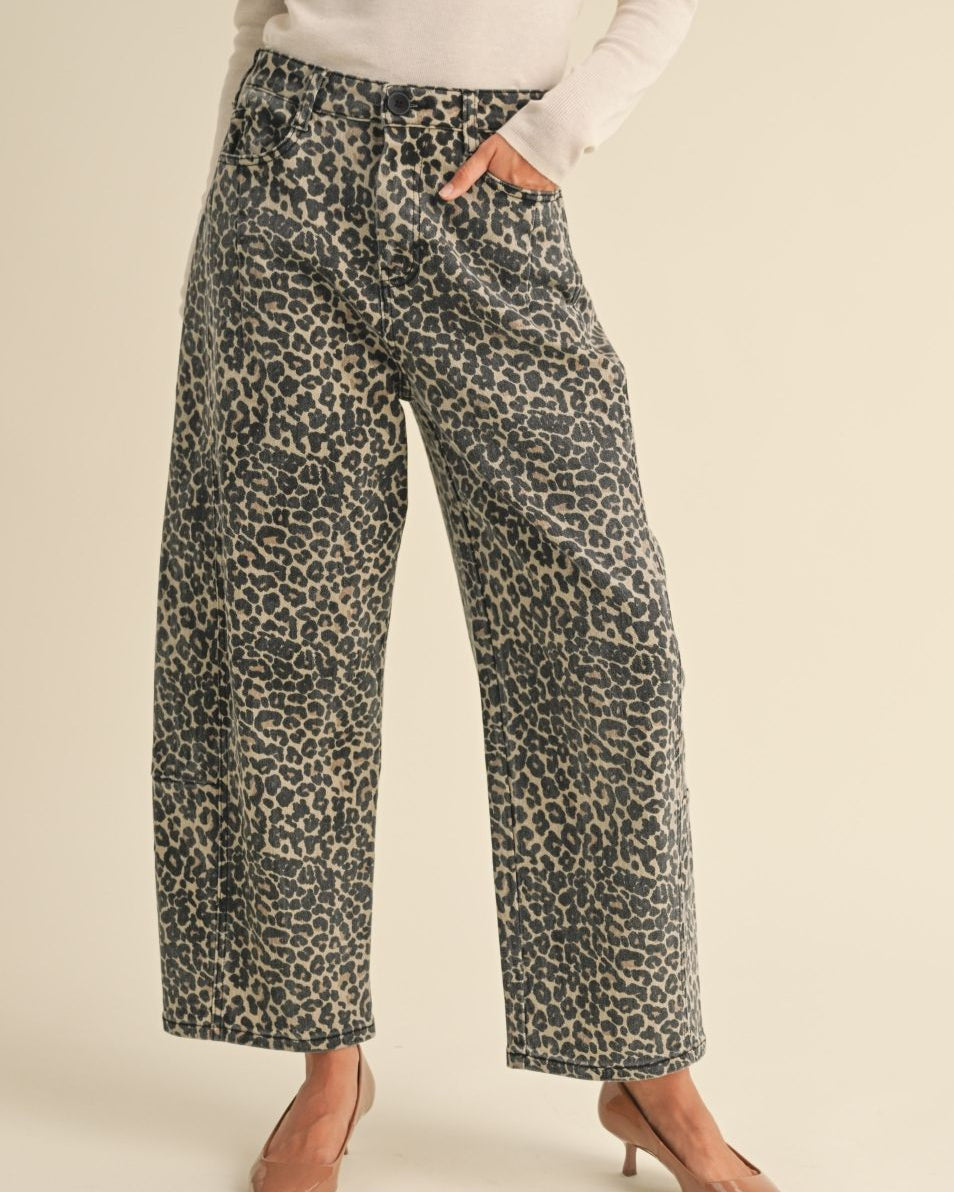Leopard Twill Barrell Pant
