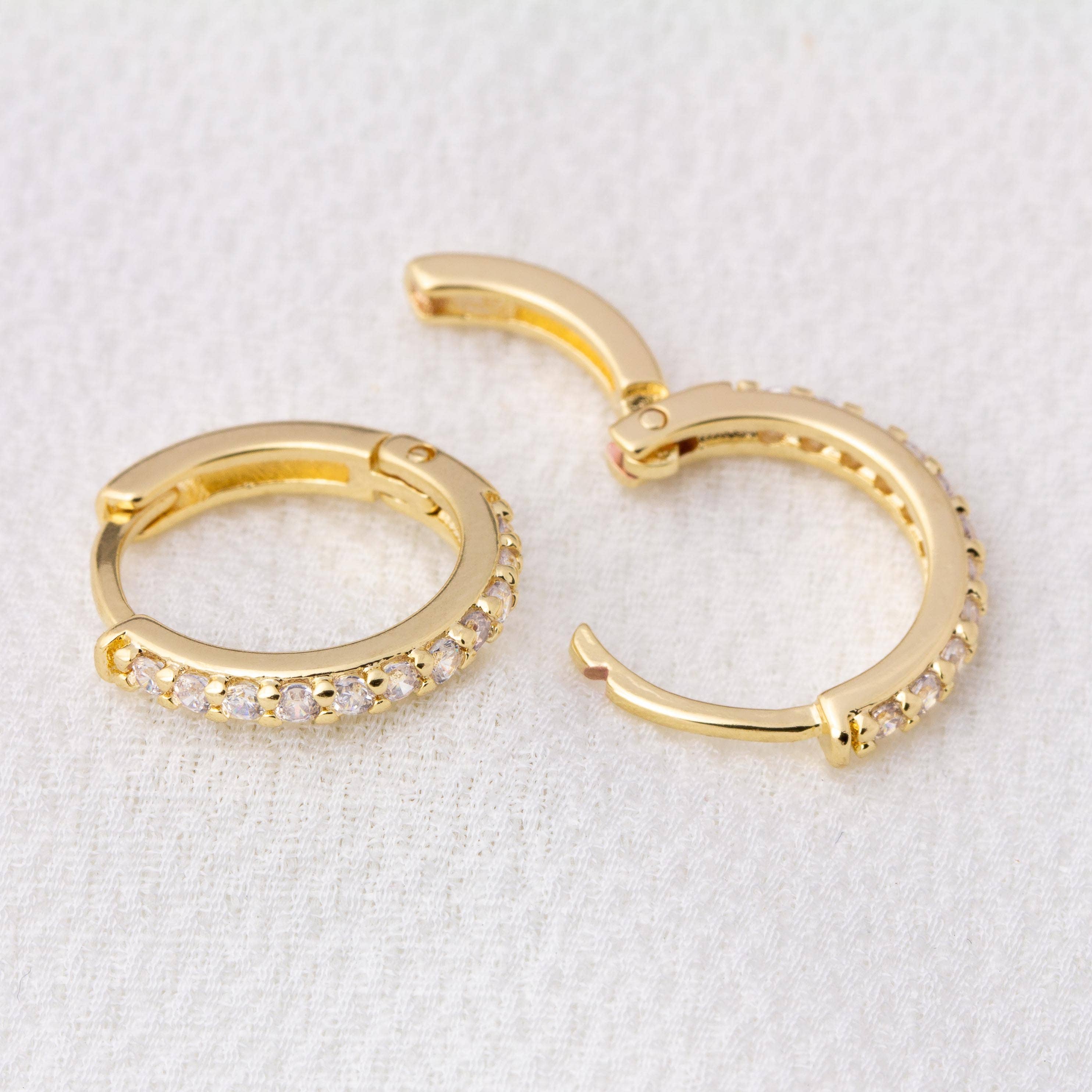 Earrings 18K GF 15mm CZ Hoop