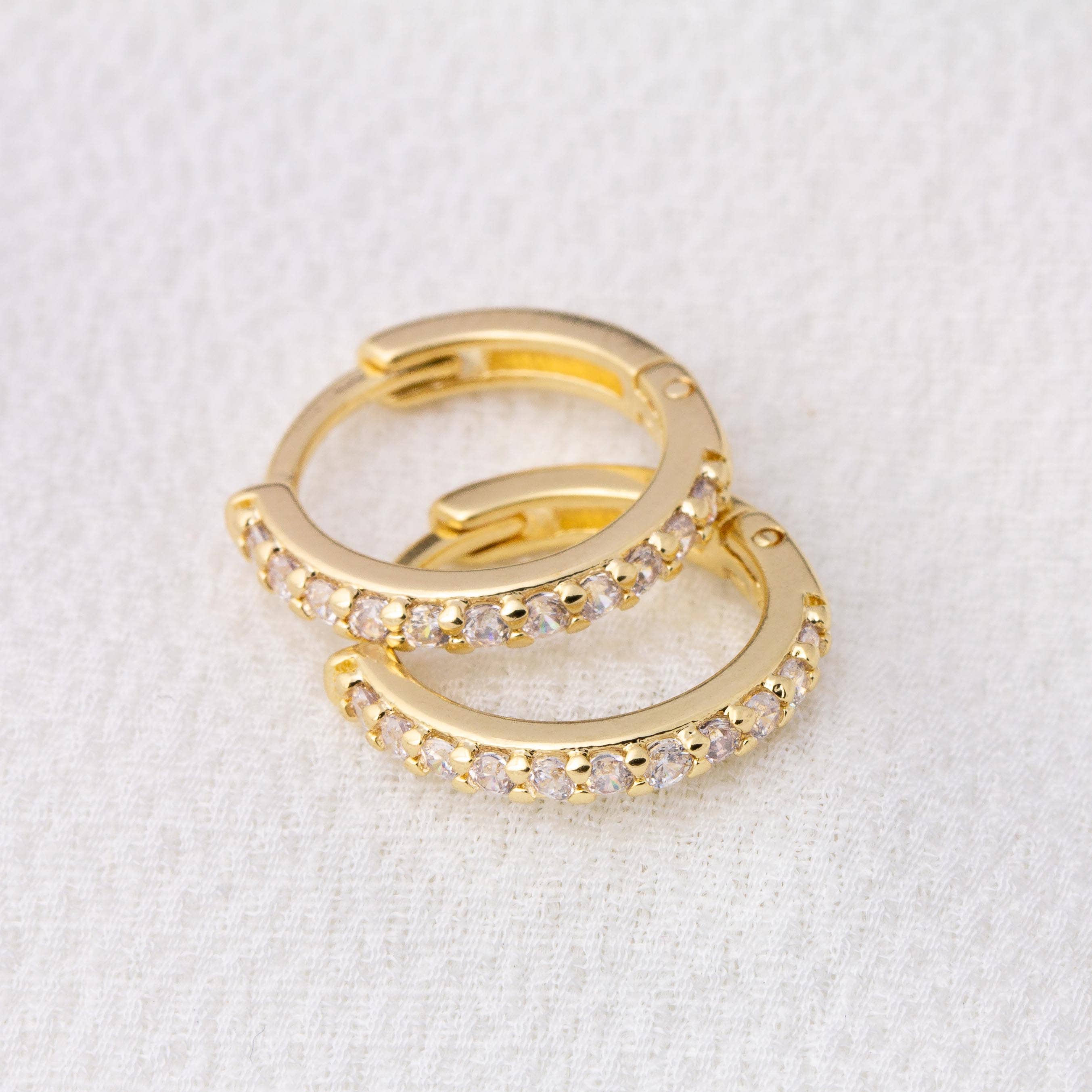 Earrings 18K GF 15mm CZ Hoop
