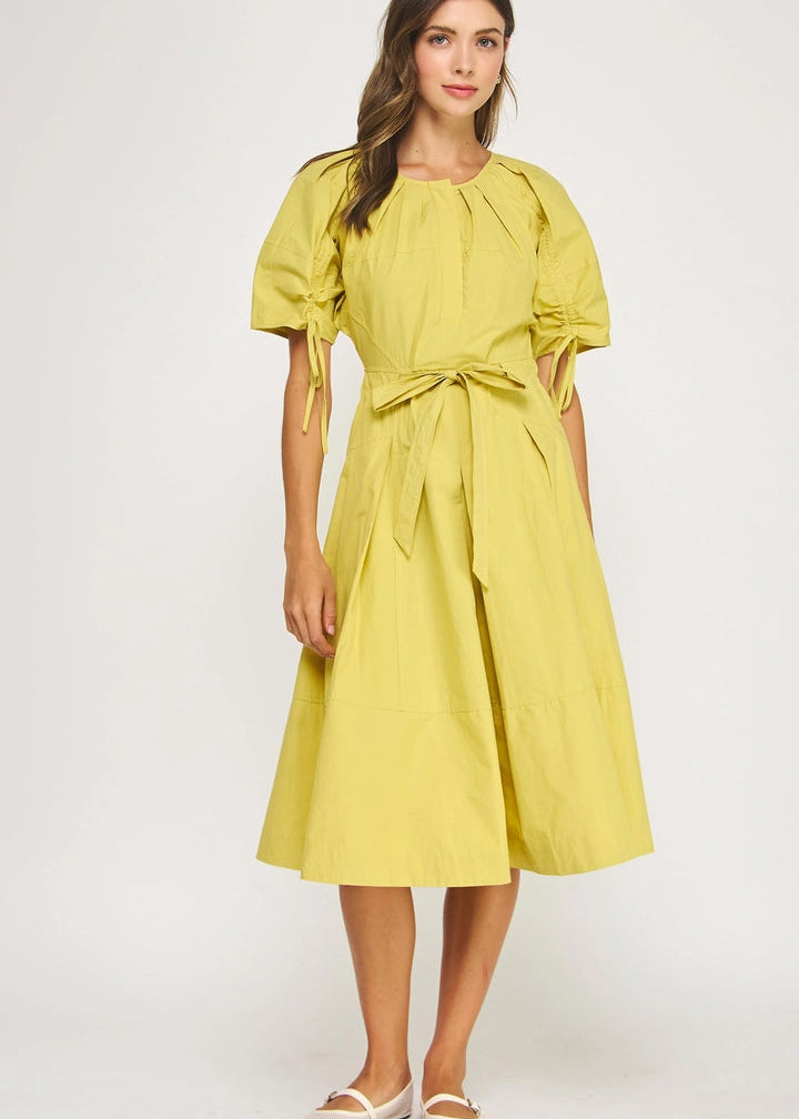 Elsie Chartruese Cotton Midi Dress