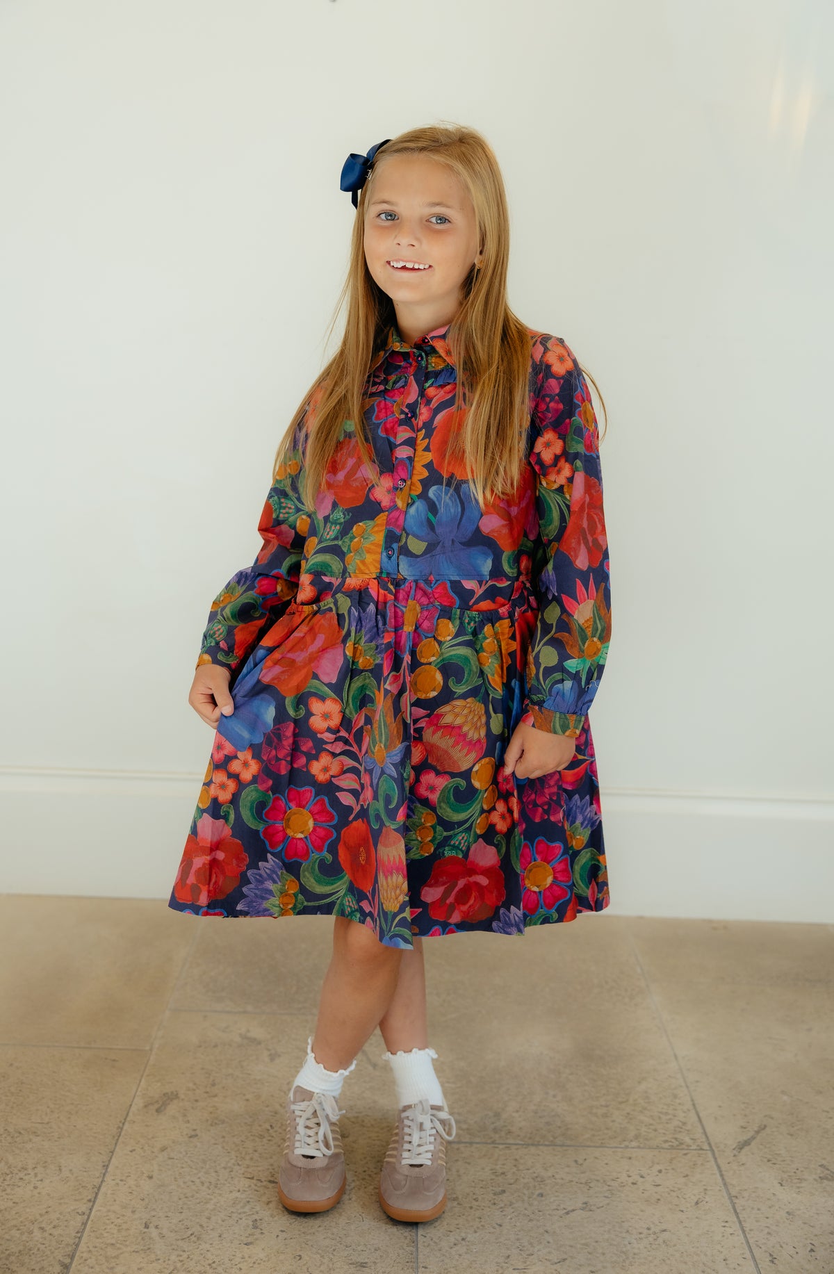 Oilily Navy Floral Shirt Dress