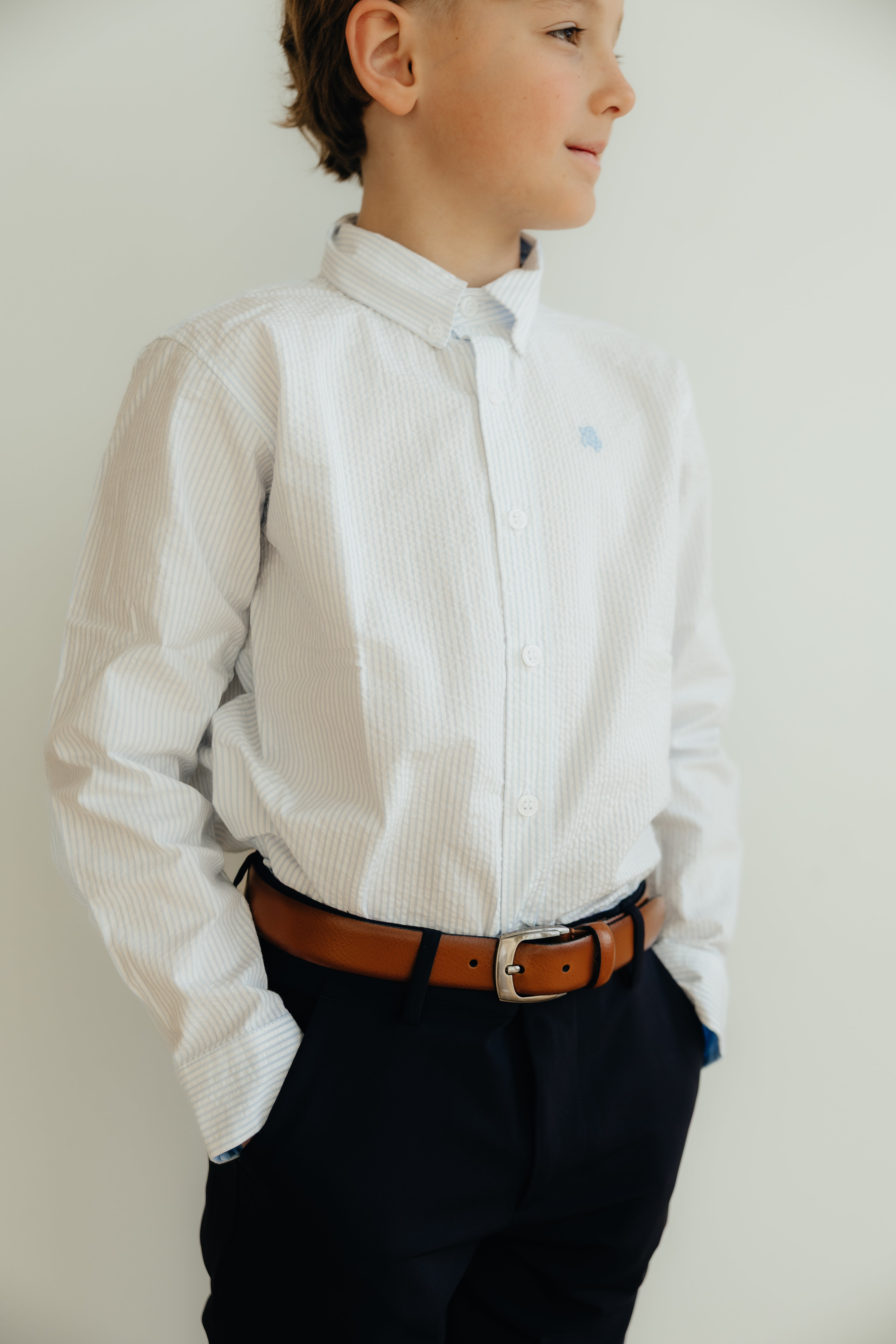 Bailey Boys Light Blue Seersucker Shirt