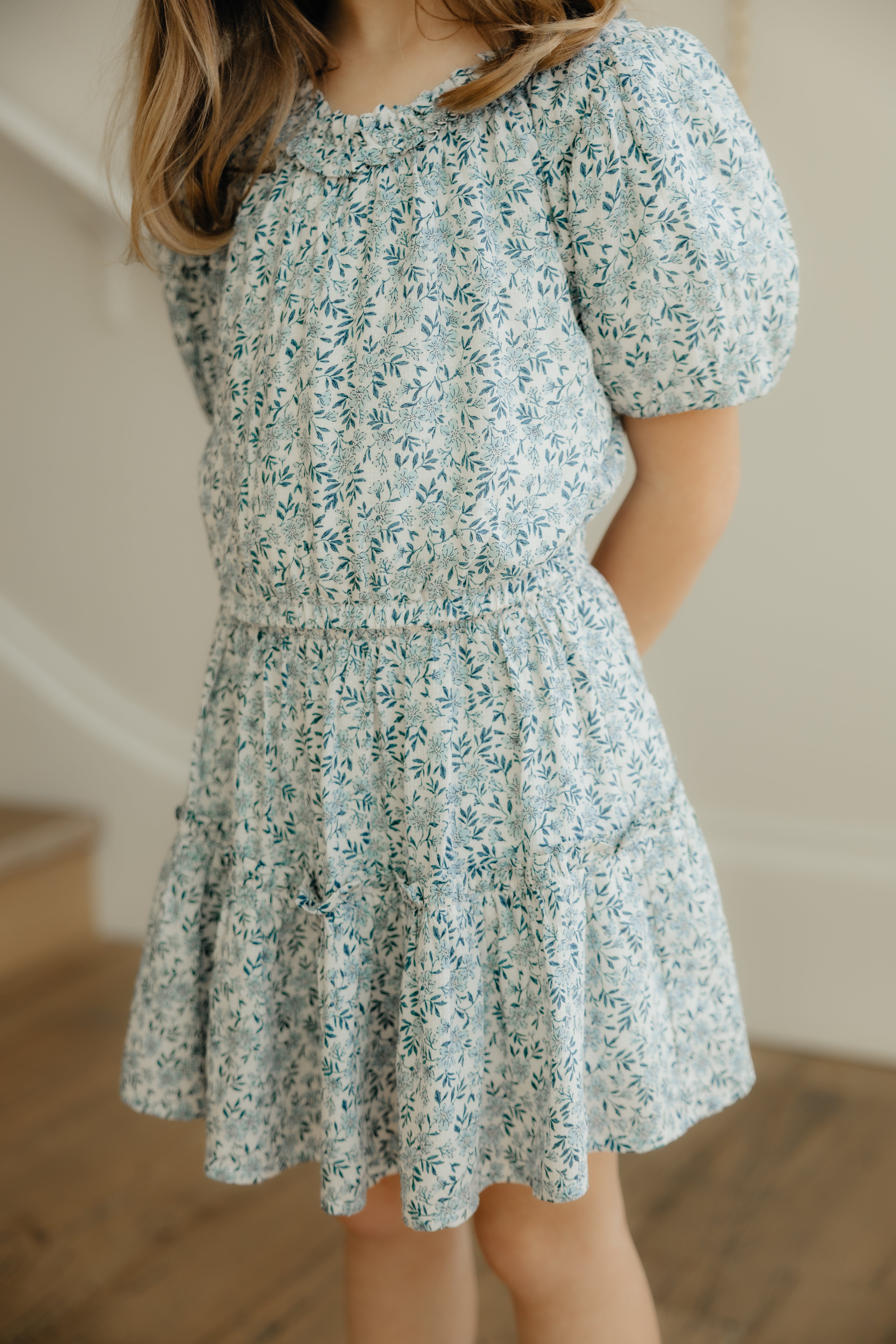 Blue Floral Print Peasant Top and Skirt