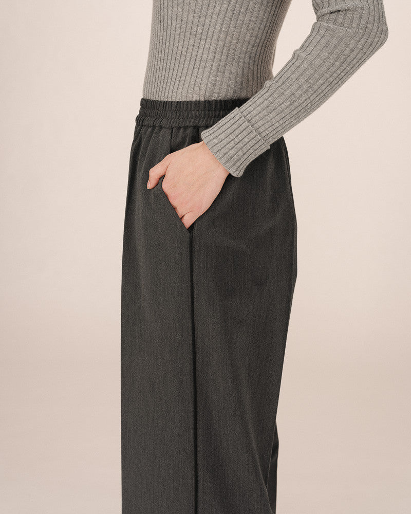 Sweeny Charcoal Piped Elasti Waist Pant