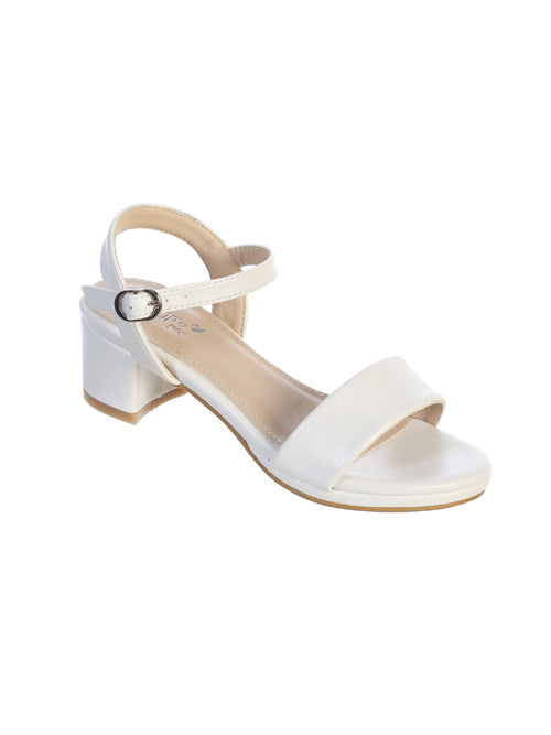 Girl's White Open Toe Heel