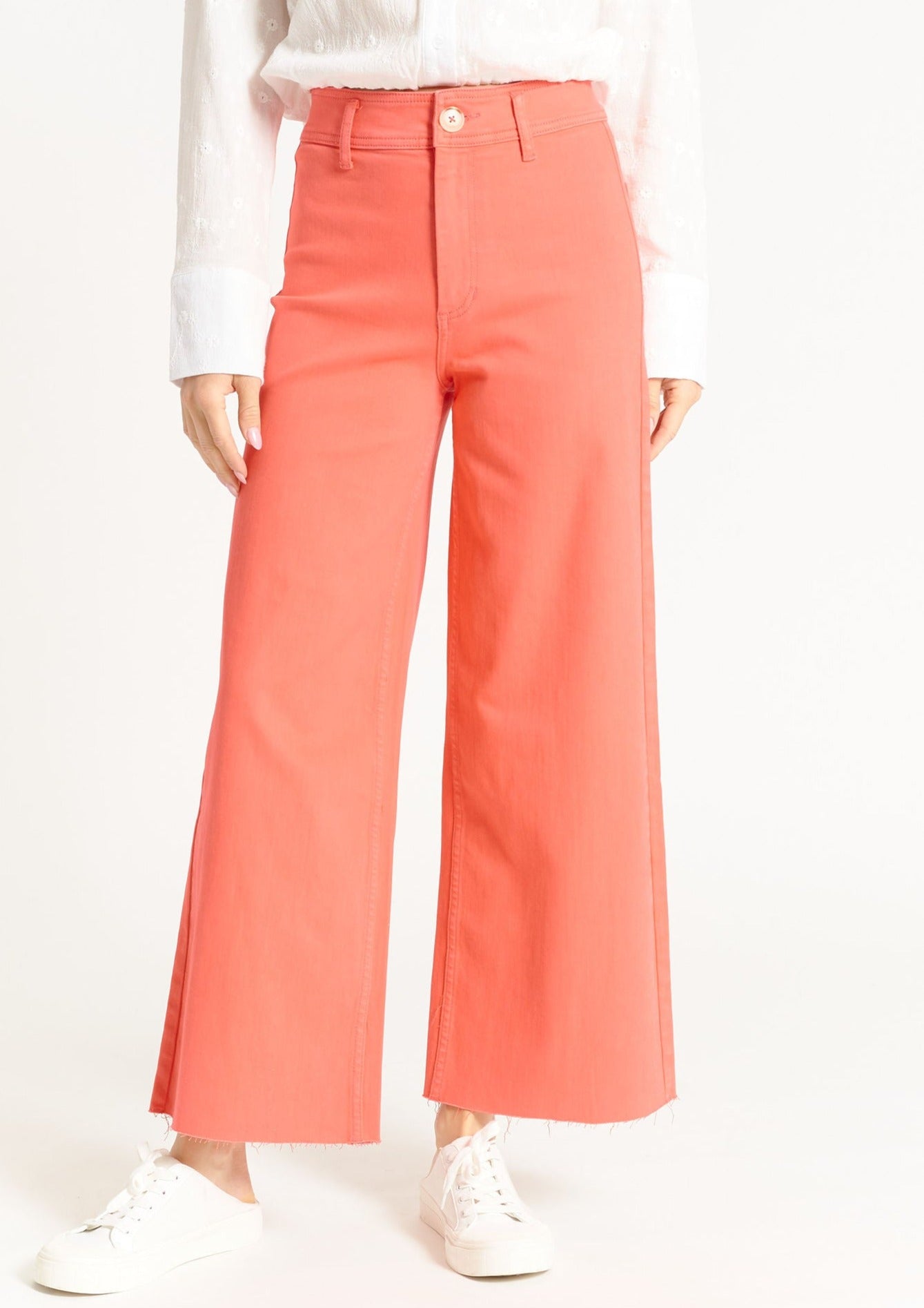 Willa Radiant Red Wide Leg Twill Pant