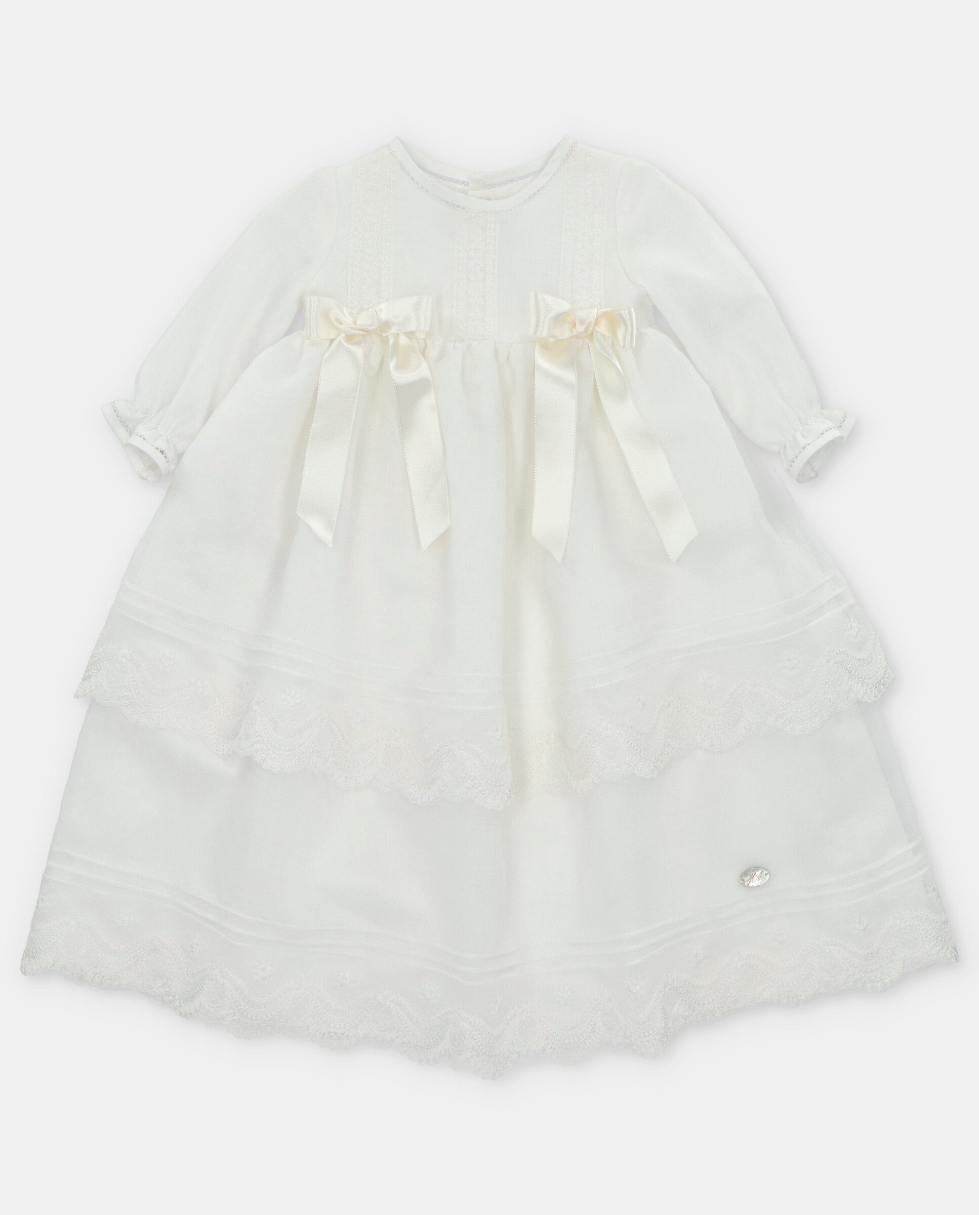 long sleeve lace christening dress Baby Girls Lace Long-Sleeve Baptism Dress Christening Gown with Bonnet