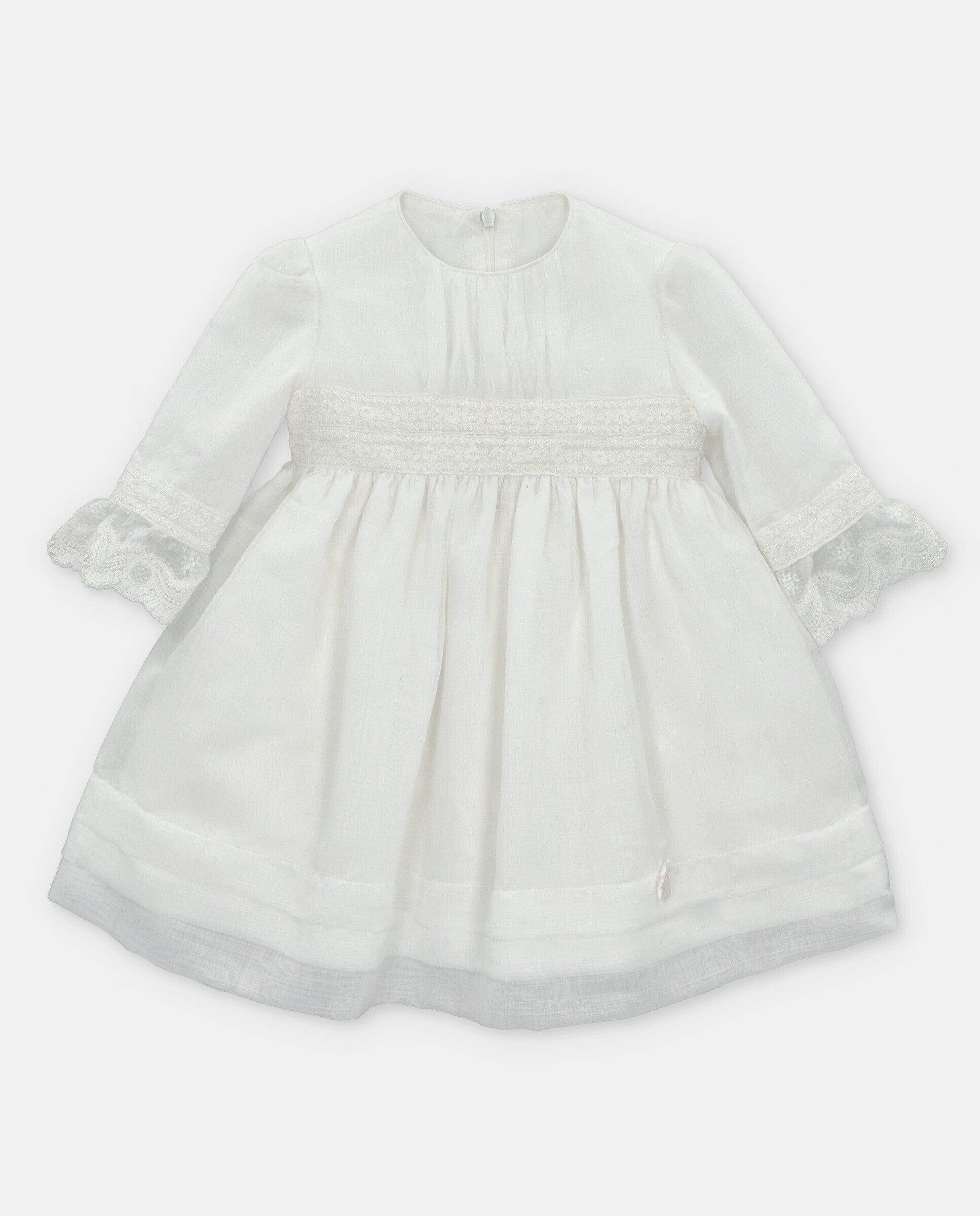 Girl's Off White Organza and Lace Dress