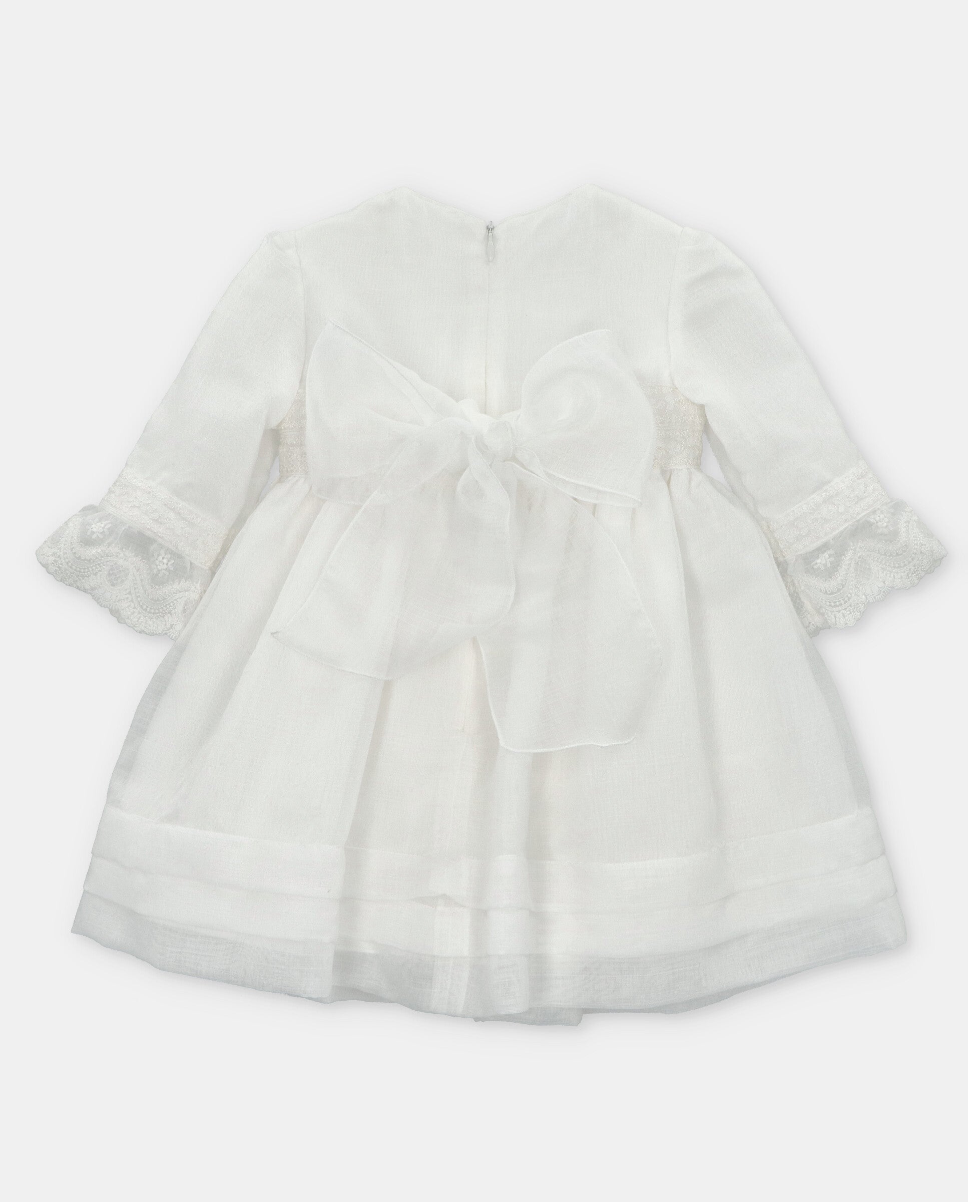 Girl's Off White Organza and Lace Dress