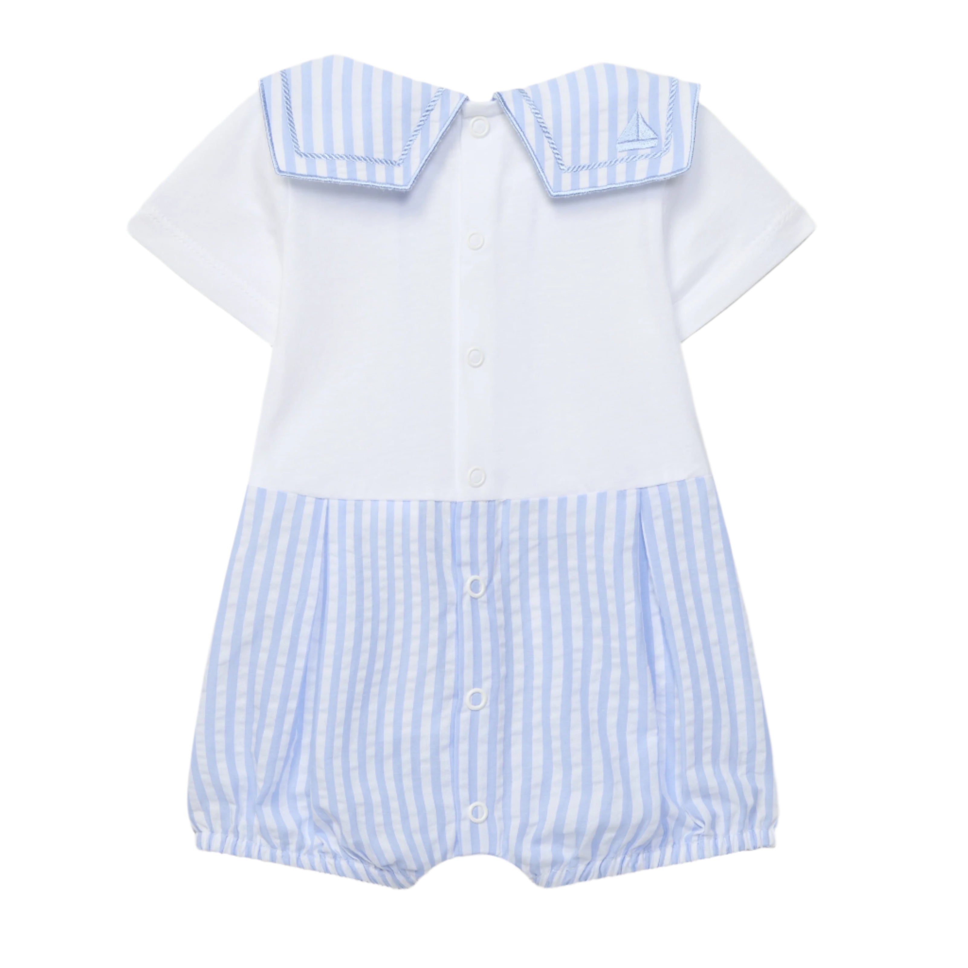 Light Blue Seersucker Sailors Romper