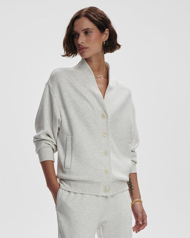 Varley Celeste Ivory Button Cardigam
