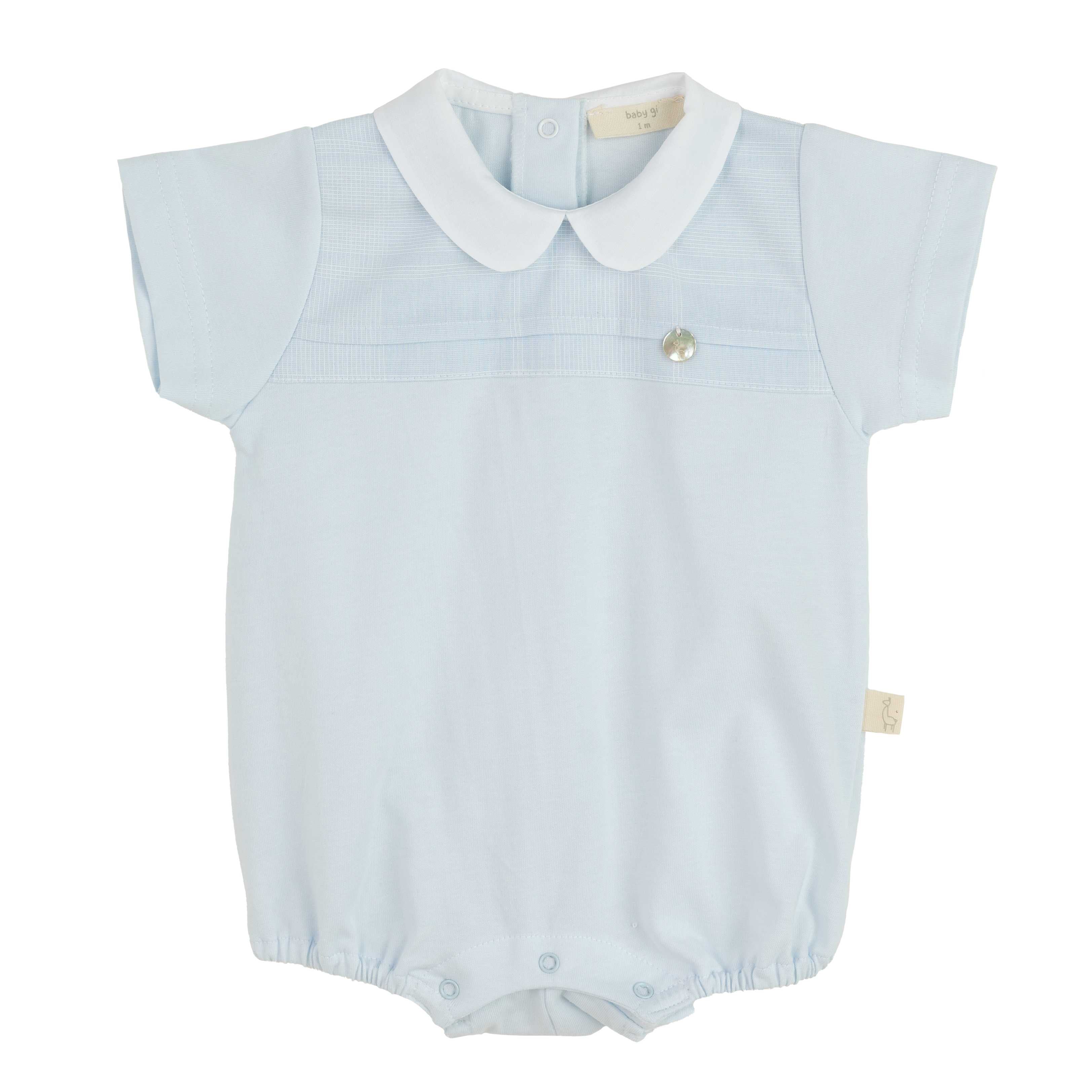 Light Blue Romper White Collar