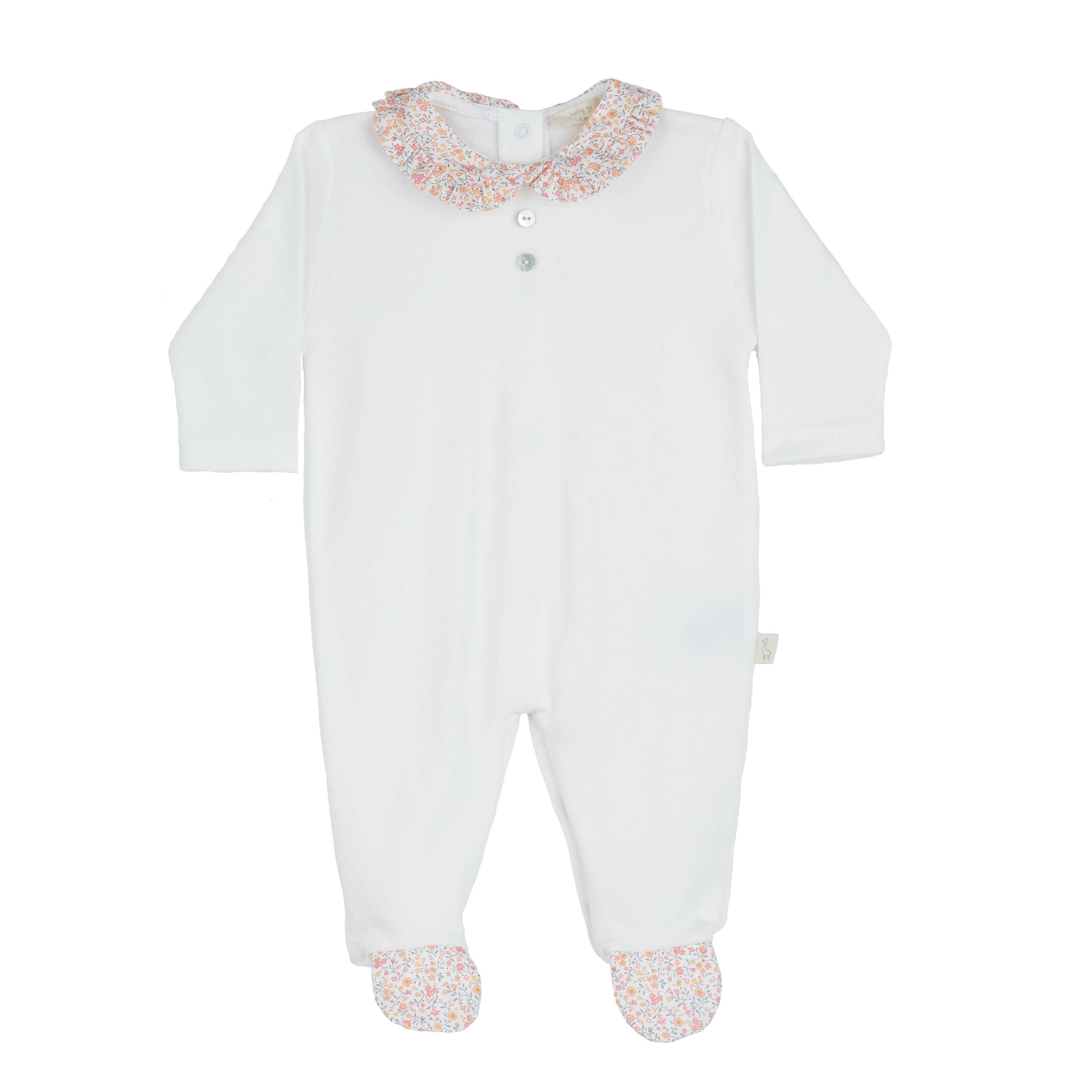 Footie with Pink Floral Collar