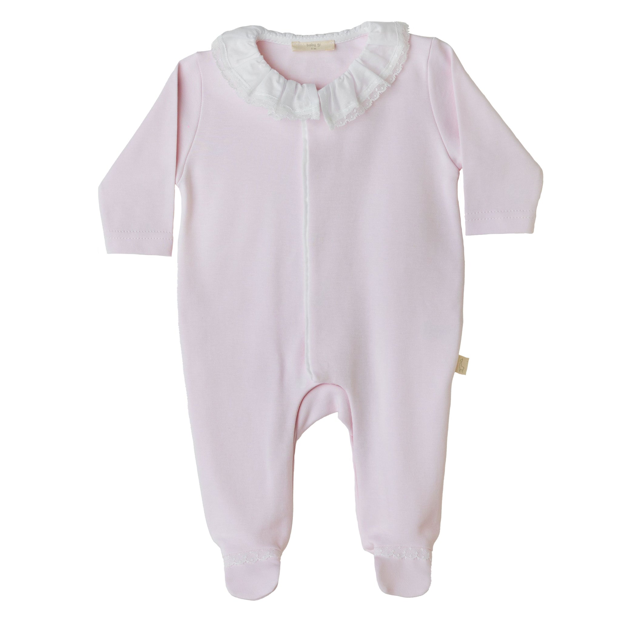 Lilette Fine Pointelle Ruffle Collar Footie Set - Milk