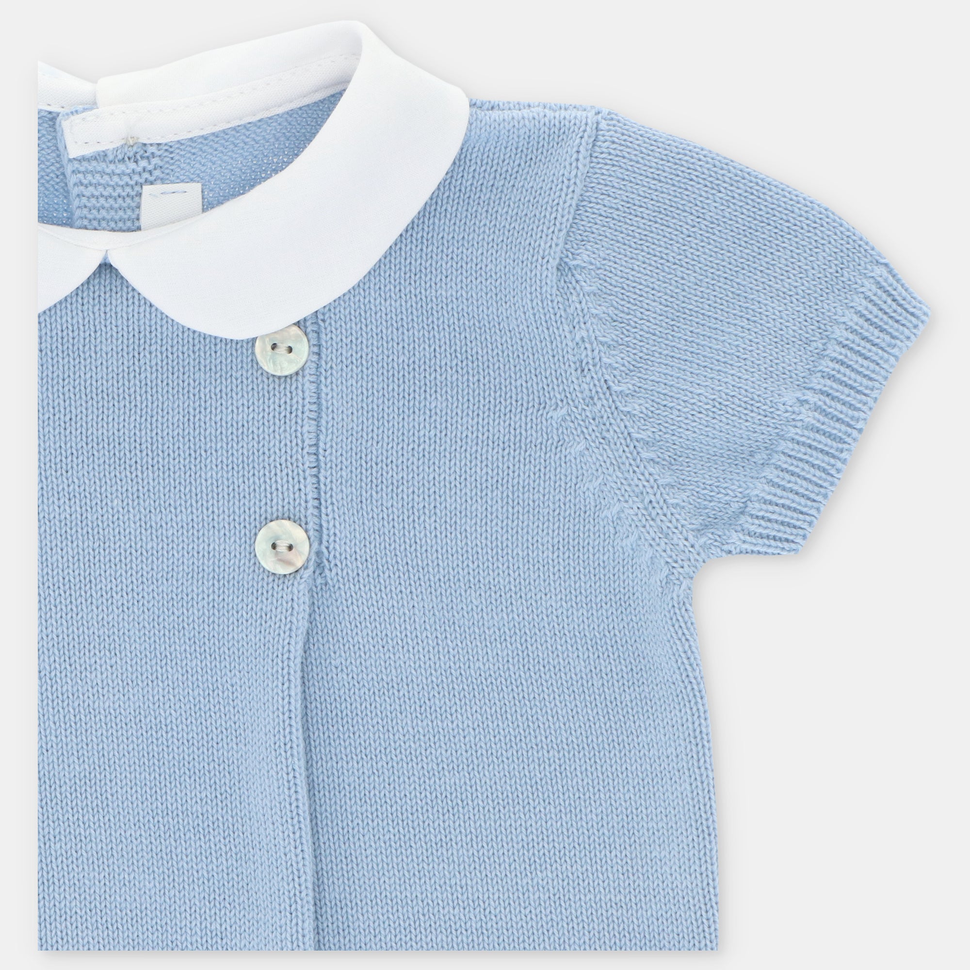 Blue Knitted Double Button Set