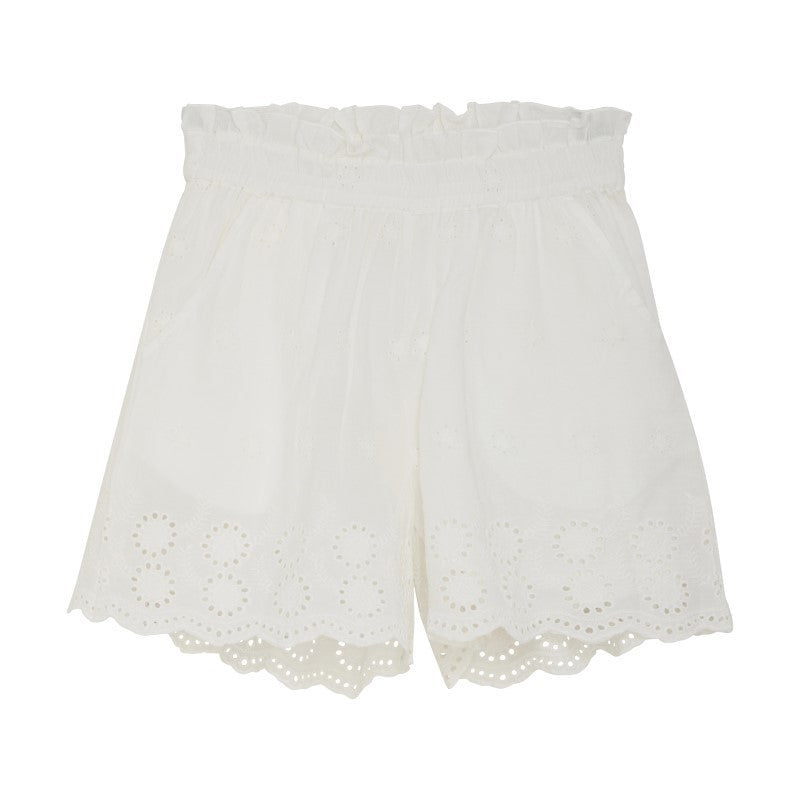 Girl's White Eyelet Hem Short