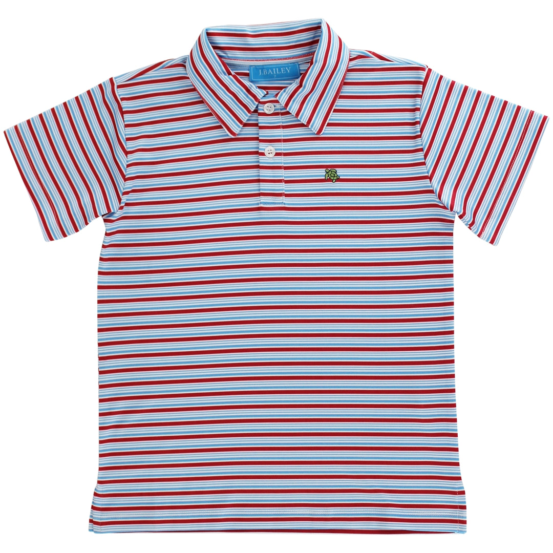 Biltmore Red Blue Stripe Preformance Polo