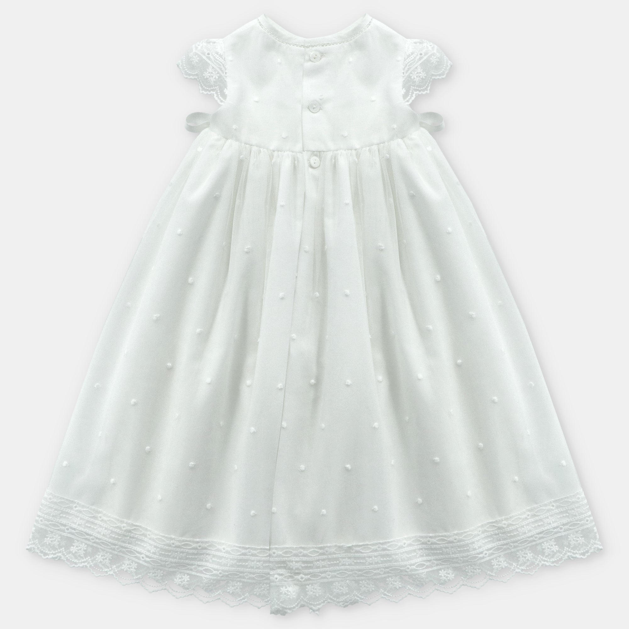 White Tulle Dot and Lace Gown