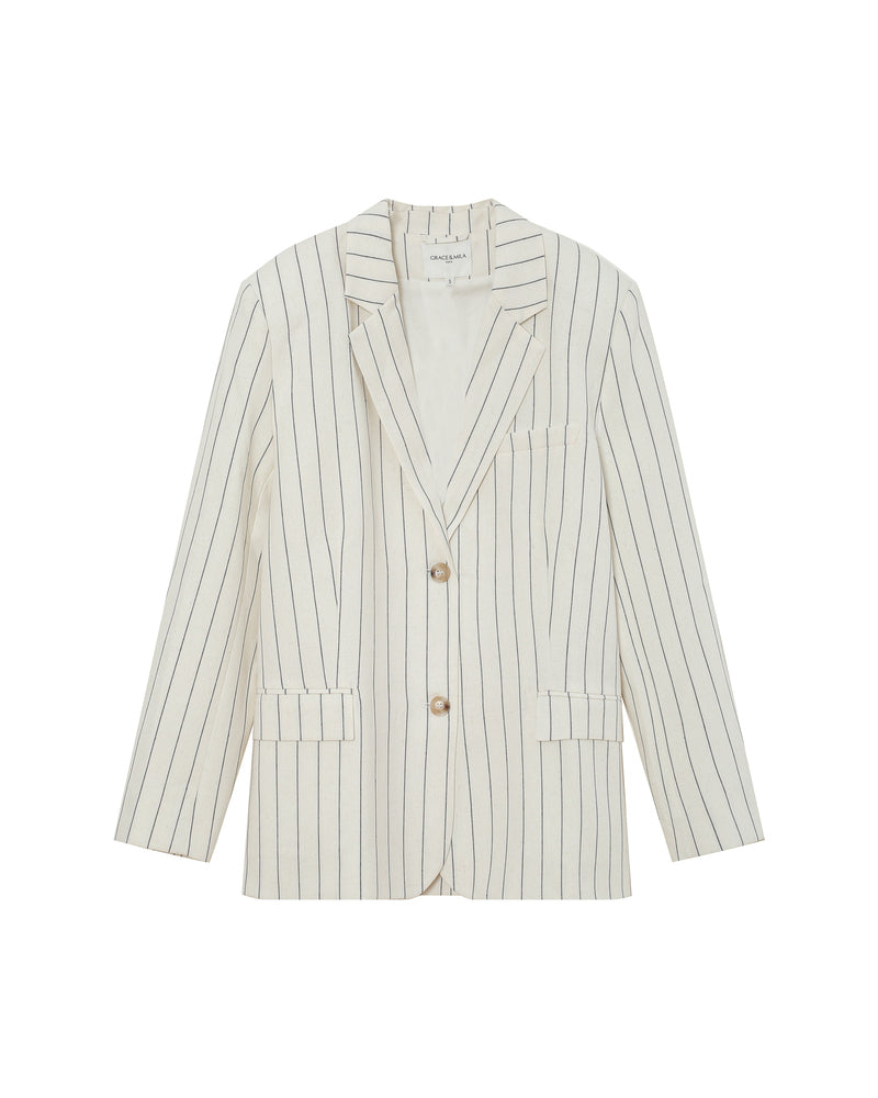 Off White Pinstripe Blazer
