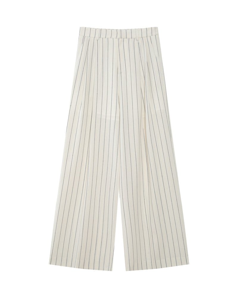 Off White Pinstripe Wide Leg Pant