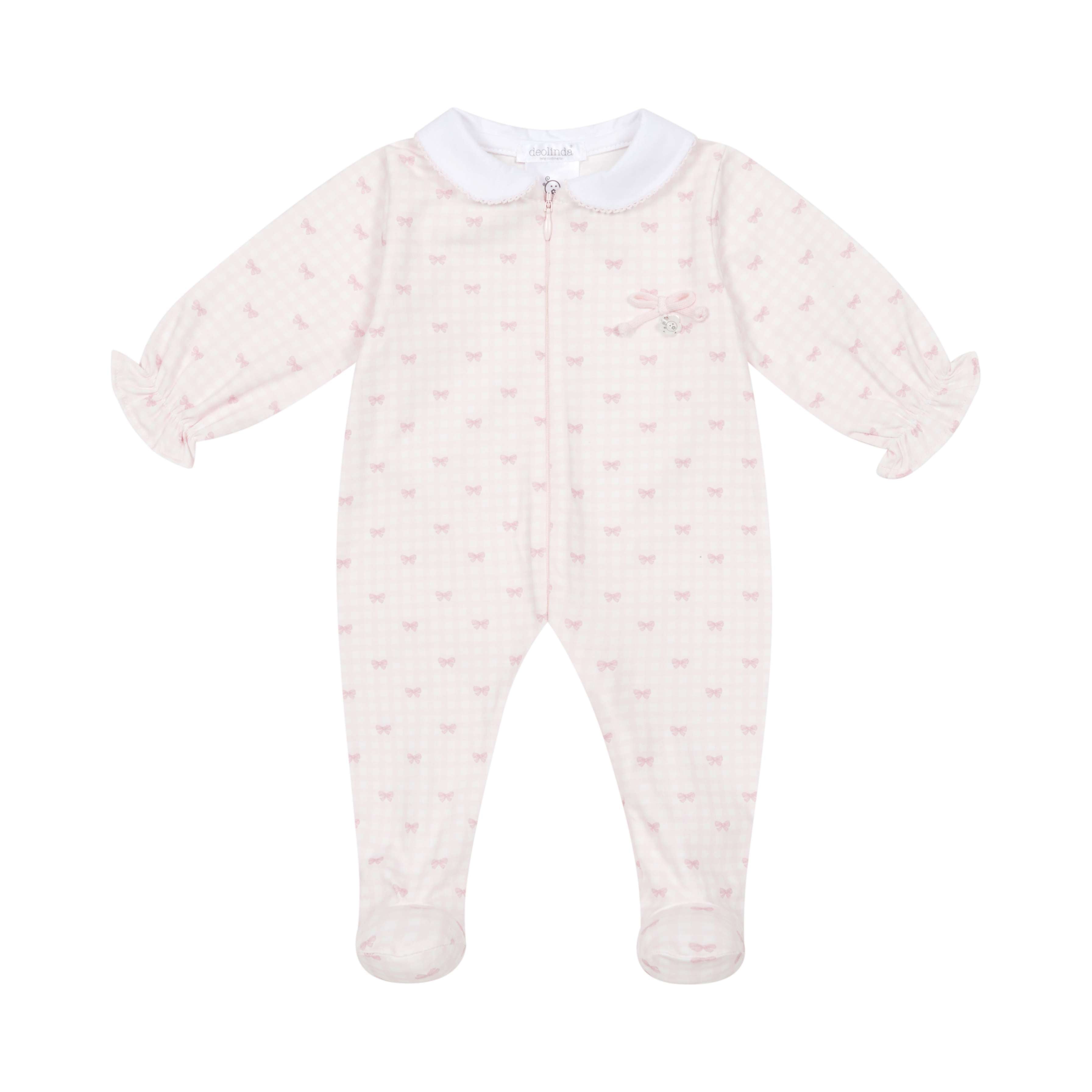 Pink Bow Zip Footie