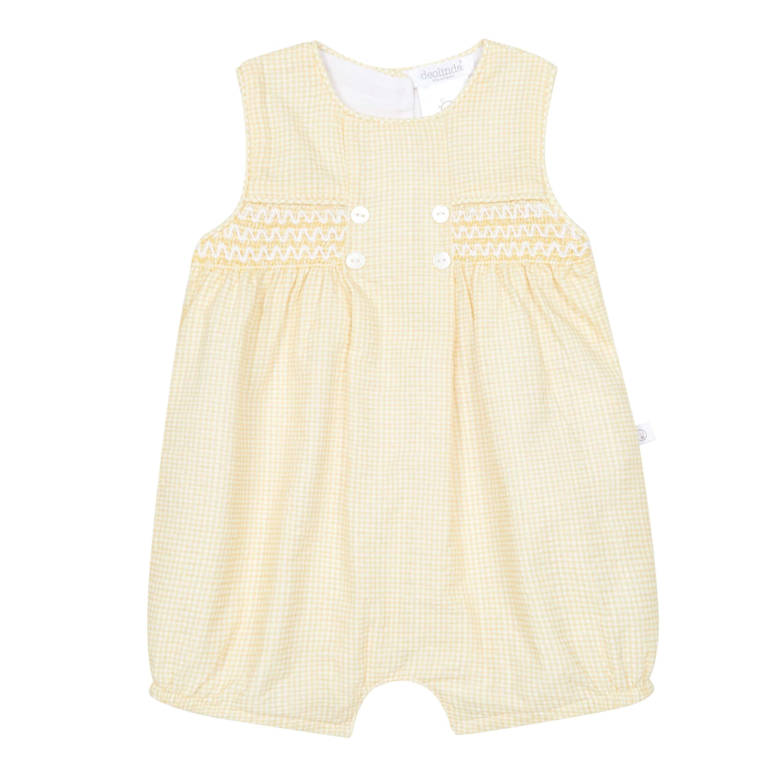 Yellow Gingham Smock Romper