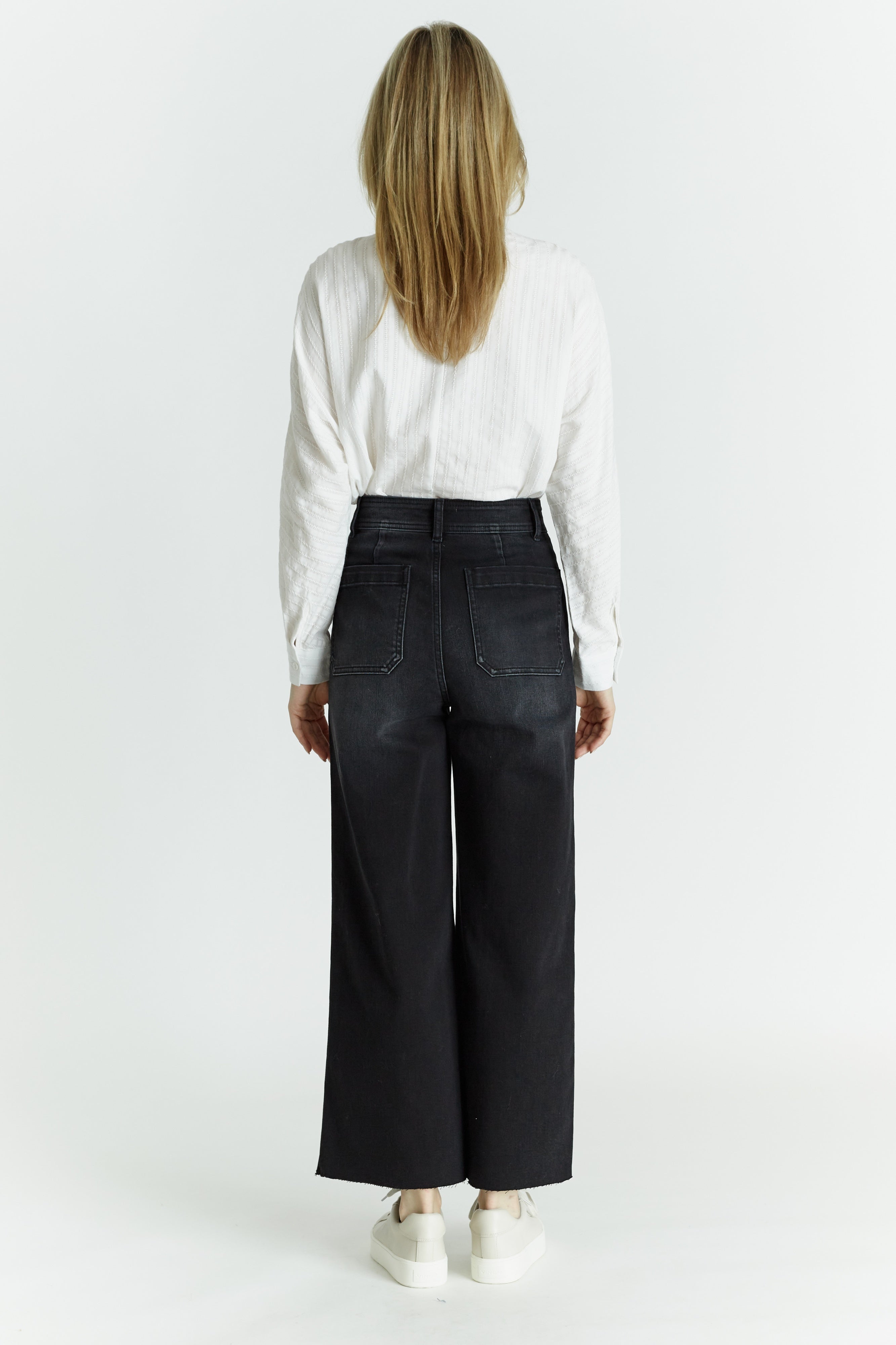 Willa Faded Black Denim Wide Leg Pant