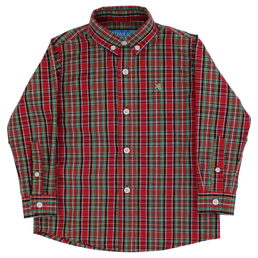 Boy's Bailey Red Stewart Tartan Plaid Shirt