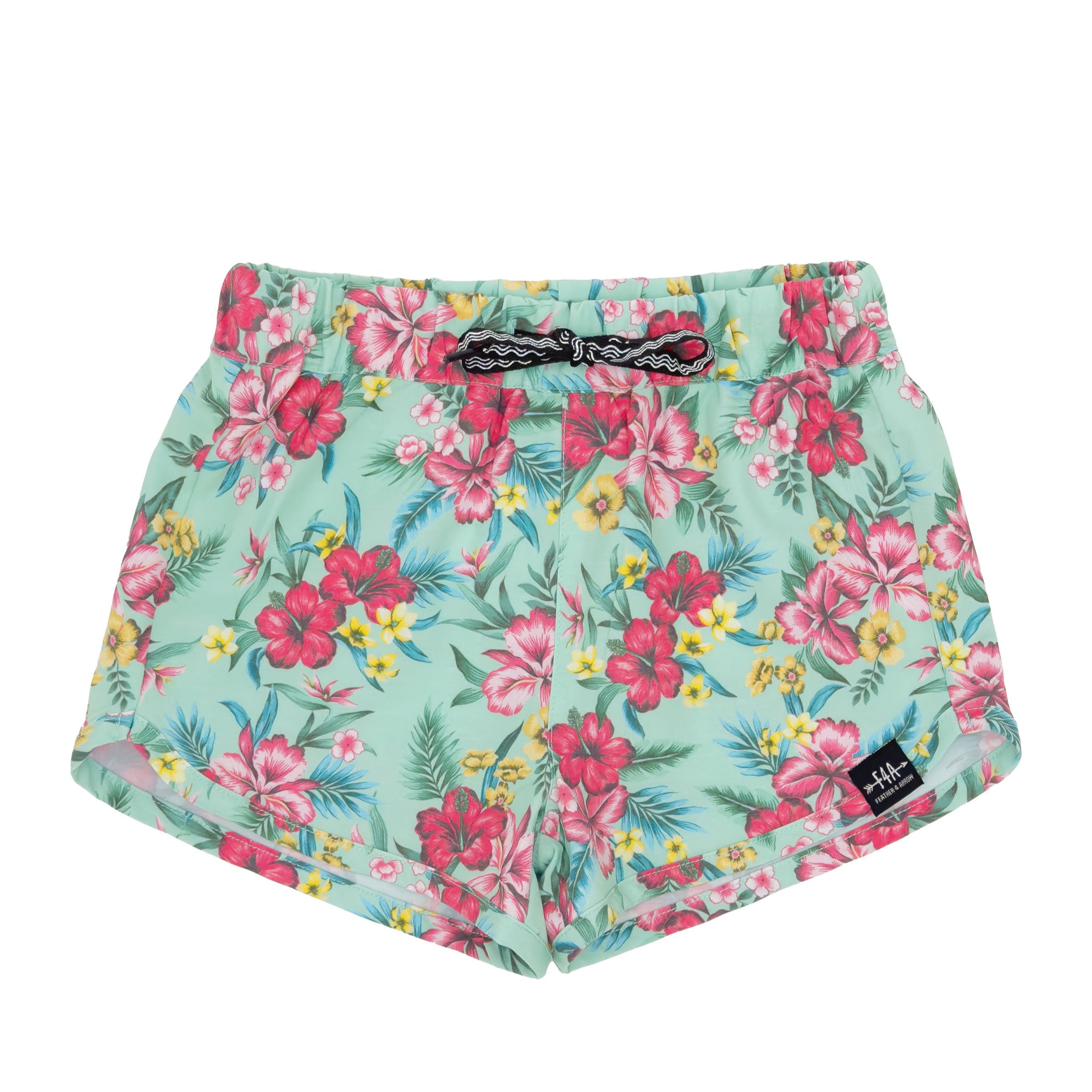 Girl's Aqua Pink Floral Beach Short