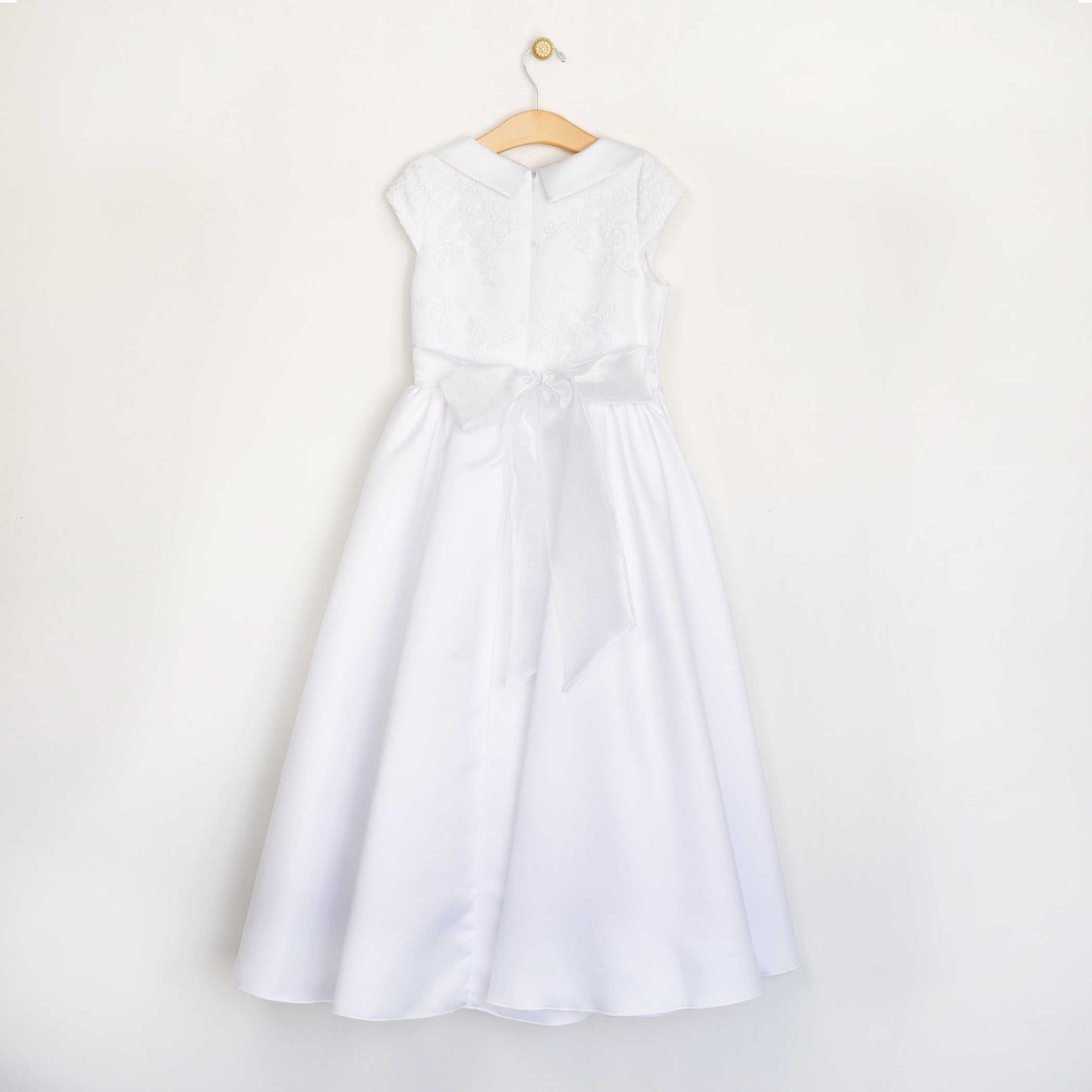 White Round Collared Dress with Lace
