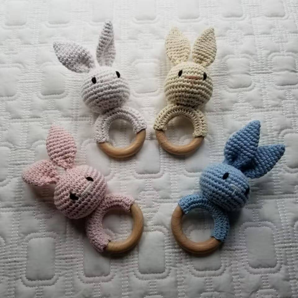 Knitting Bunny Hand Crochet Rattle