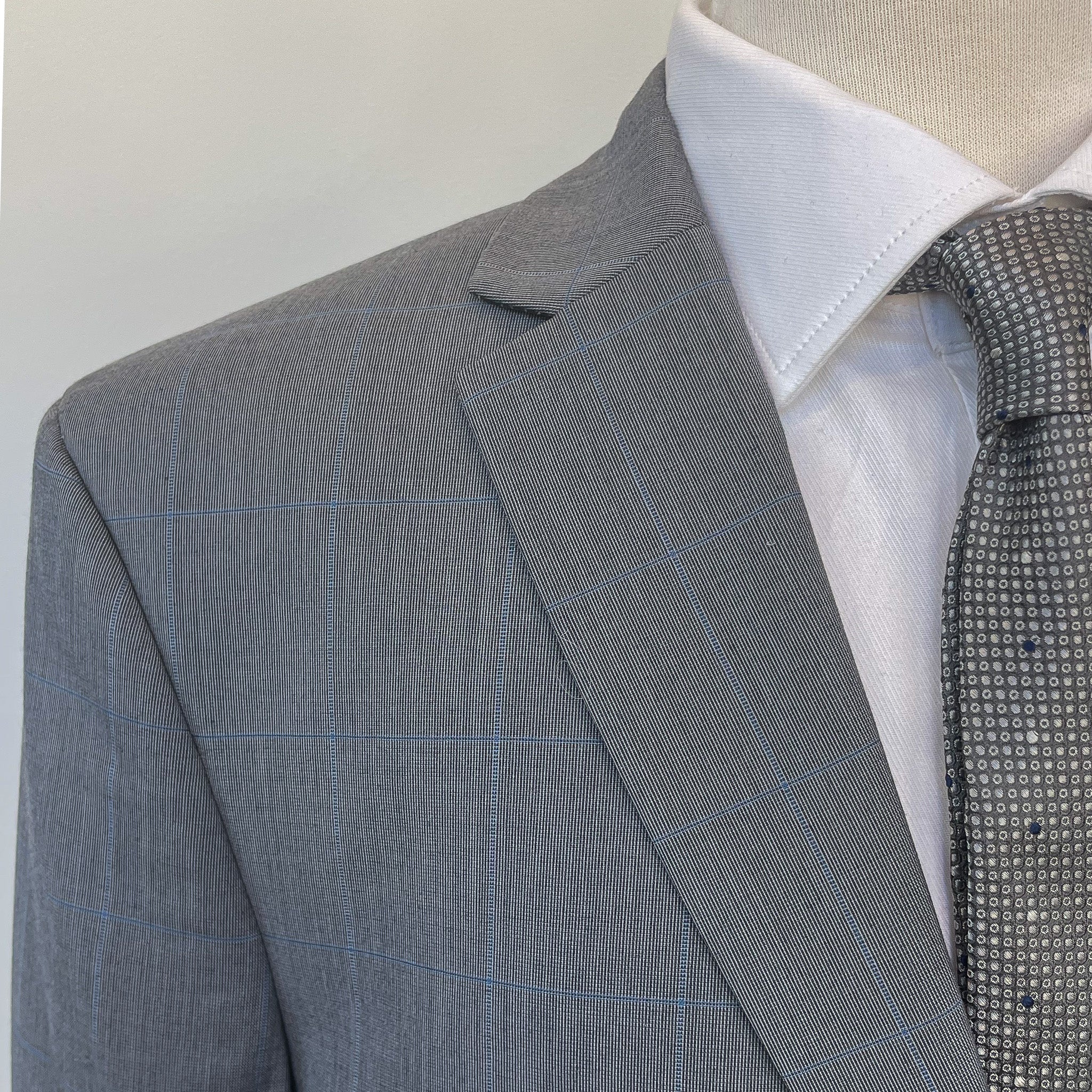 Boy's Tallia Grey Blue Windowpane Suit