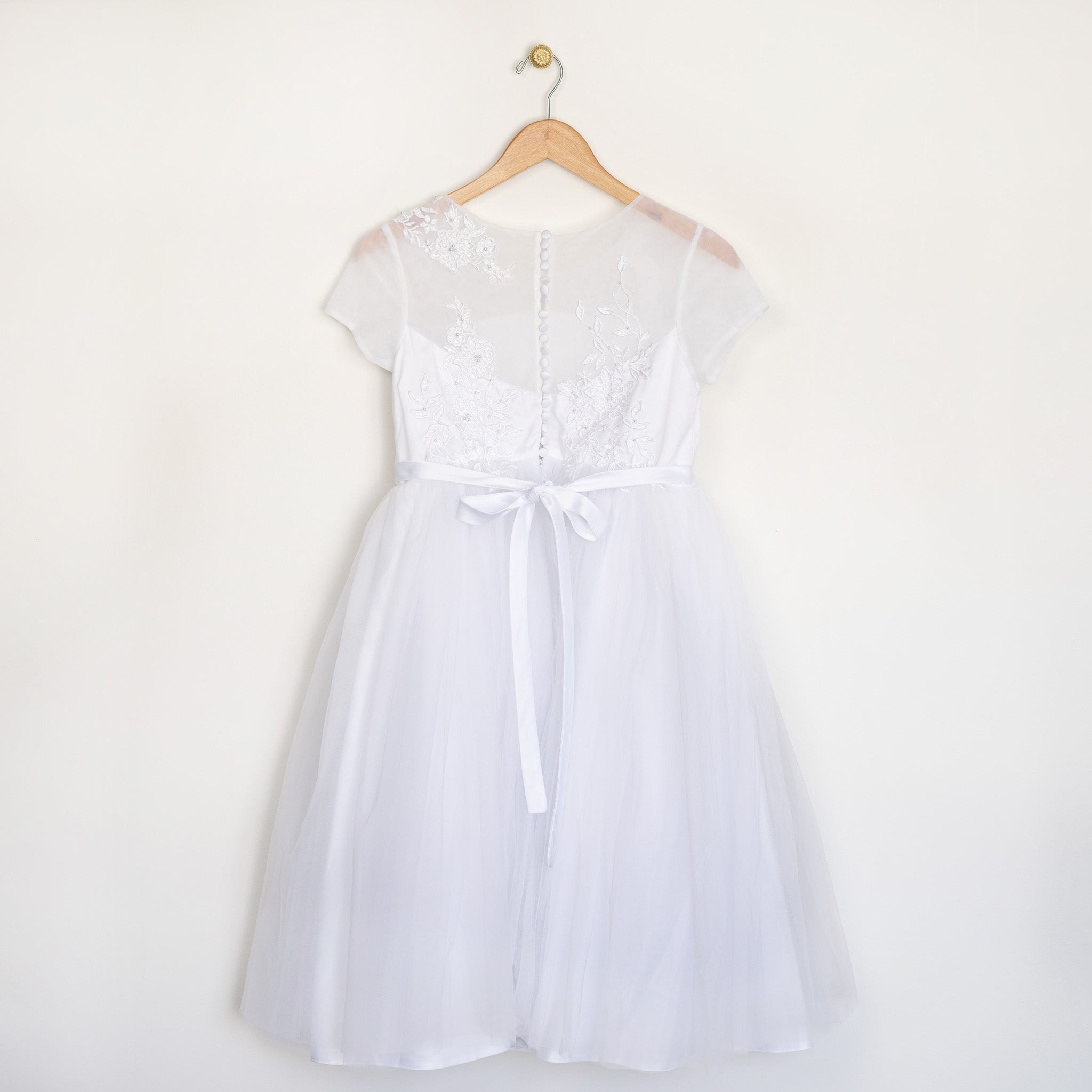 Embroidered Pearl on Tulle Plus Size Dress